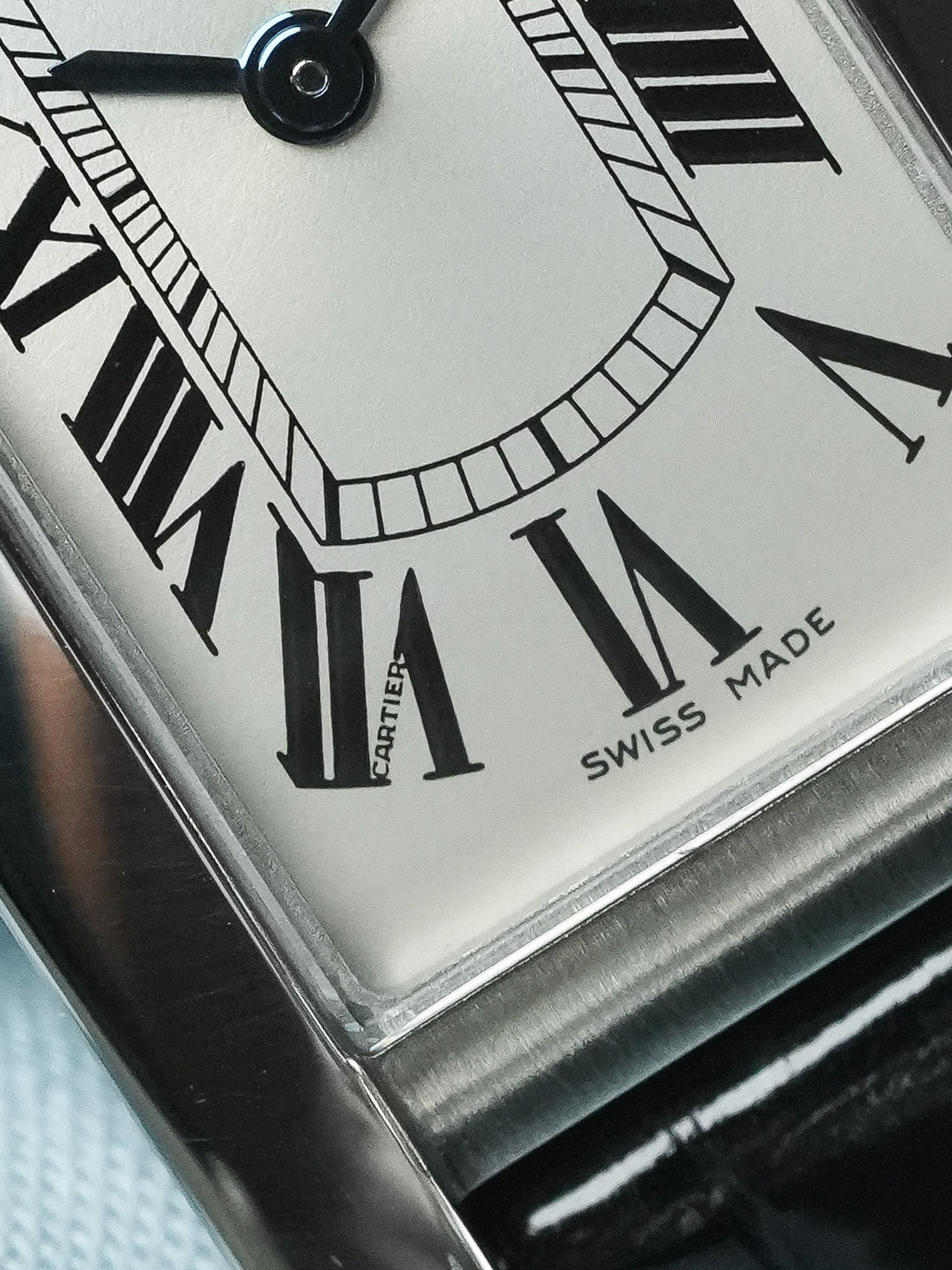 Cartier - Tank Américaine 3970 Acier Quartz Cuir bleu - 2010s