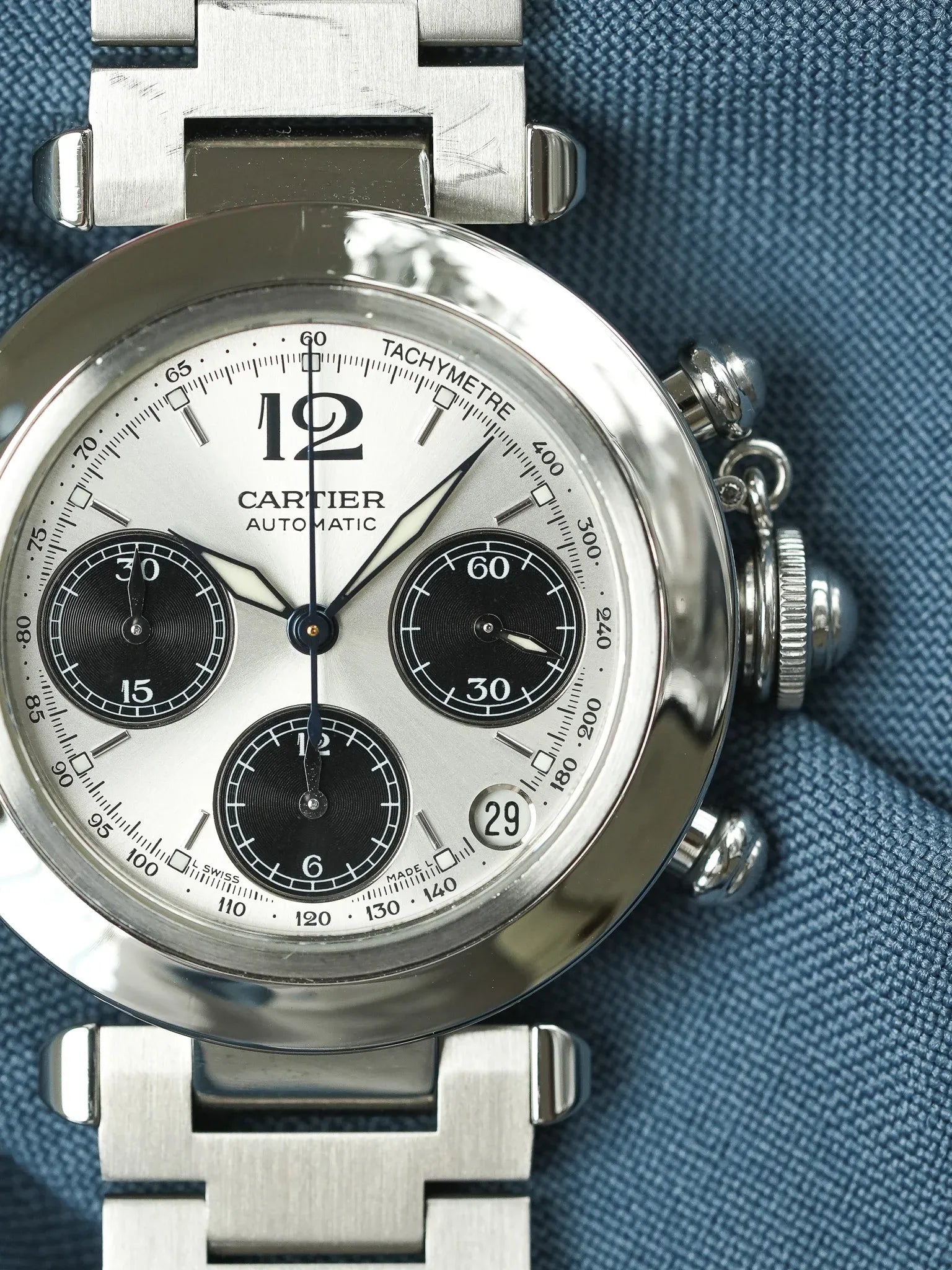 Cartier - Pasha 2412 Chronographe Panda Noir Acier - Papier - 2005 - Atelier Victor