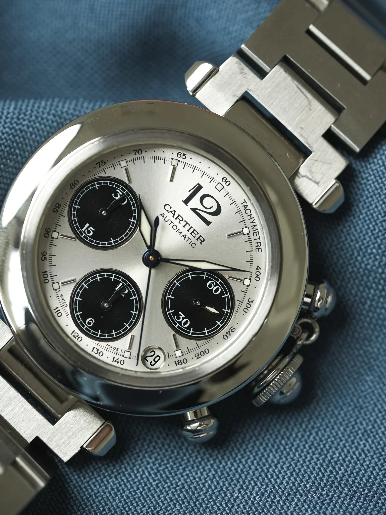 Cartier - Pasha 2412 Chronographe Panda Noir Acier - Papier - 2005 - Atelier Victor