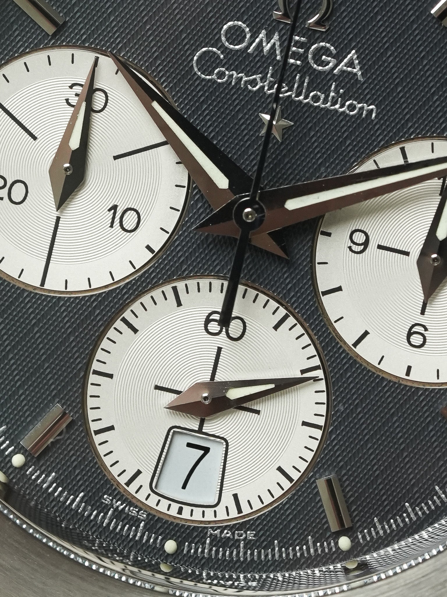 Omega - Constellation Double Eagle 1542.40 Stahl Wabenmuster Grau Zifferblatt - 1990s