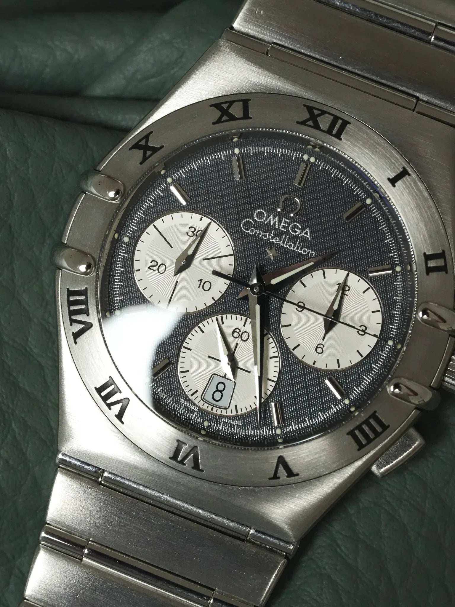 Omega - Constellation 双鹰 1542.40 钢 蜂窝灰色表盘 - 1990s