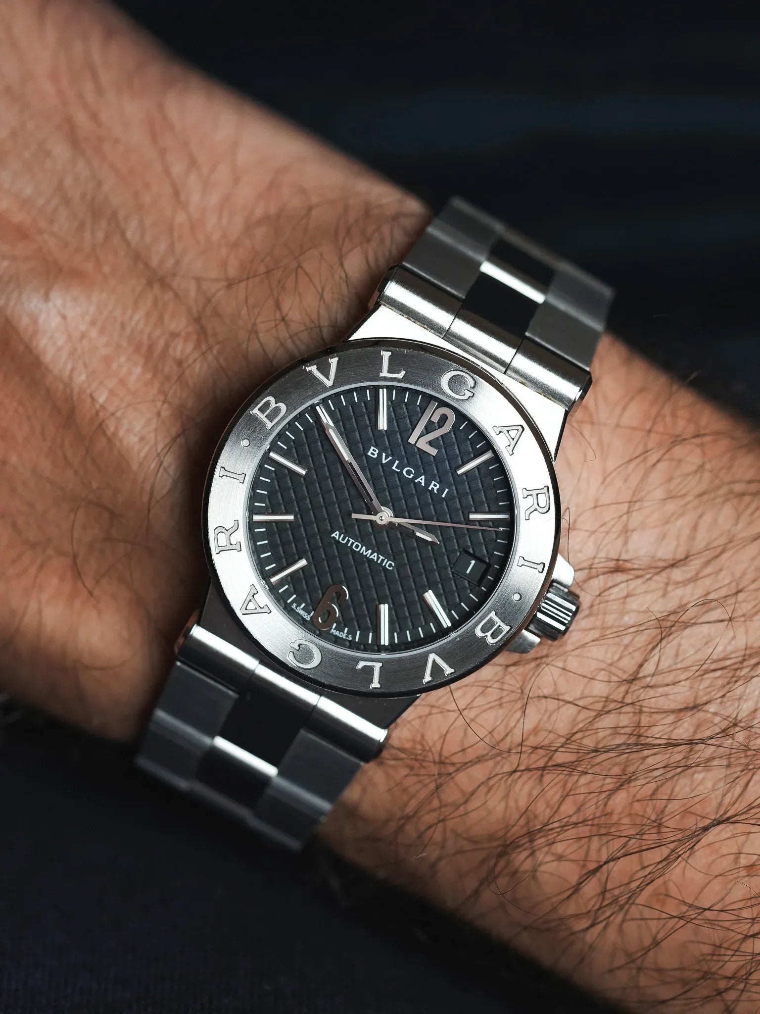 Bvlgari - Diagono DG35S 钢制自动黑色表盘 Clous de Paris - 2010年代