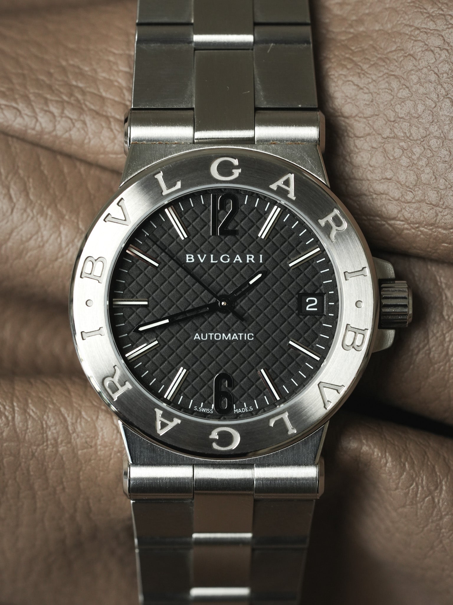 Bvlgari - Diagono DG35S Steel Automatic Black Dial Clous de Paris - 2010s