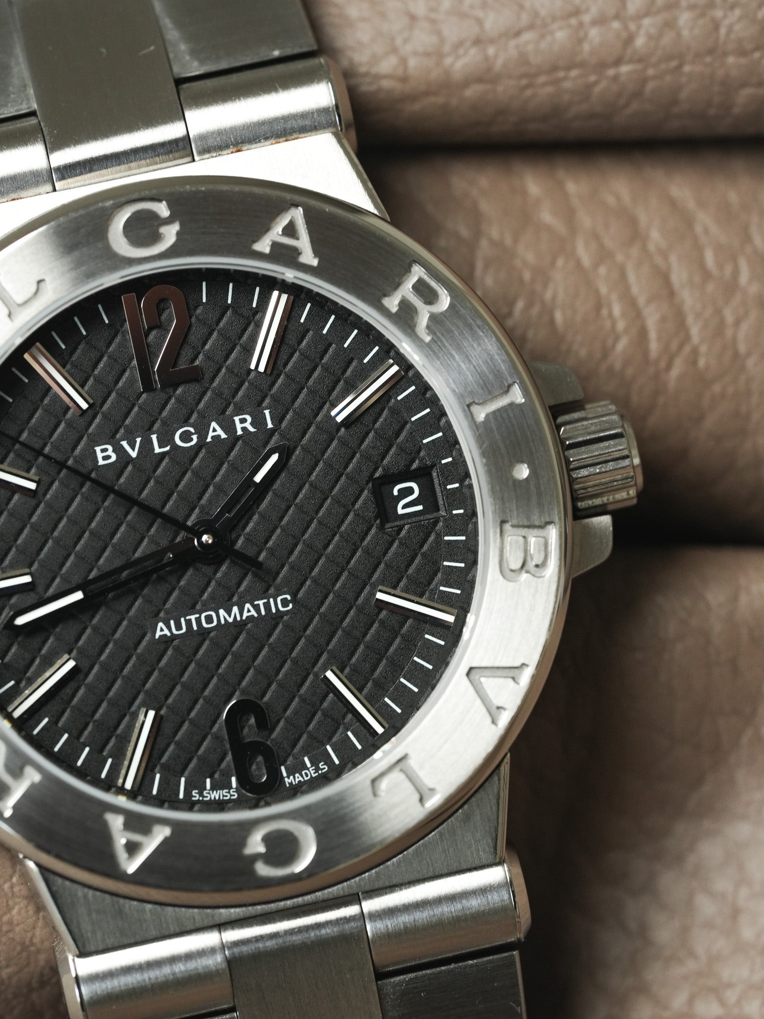 Bvlgari - Diagono DG35S Steel Automatic Black Dial Clous de Paris - 2010s