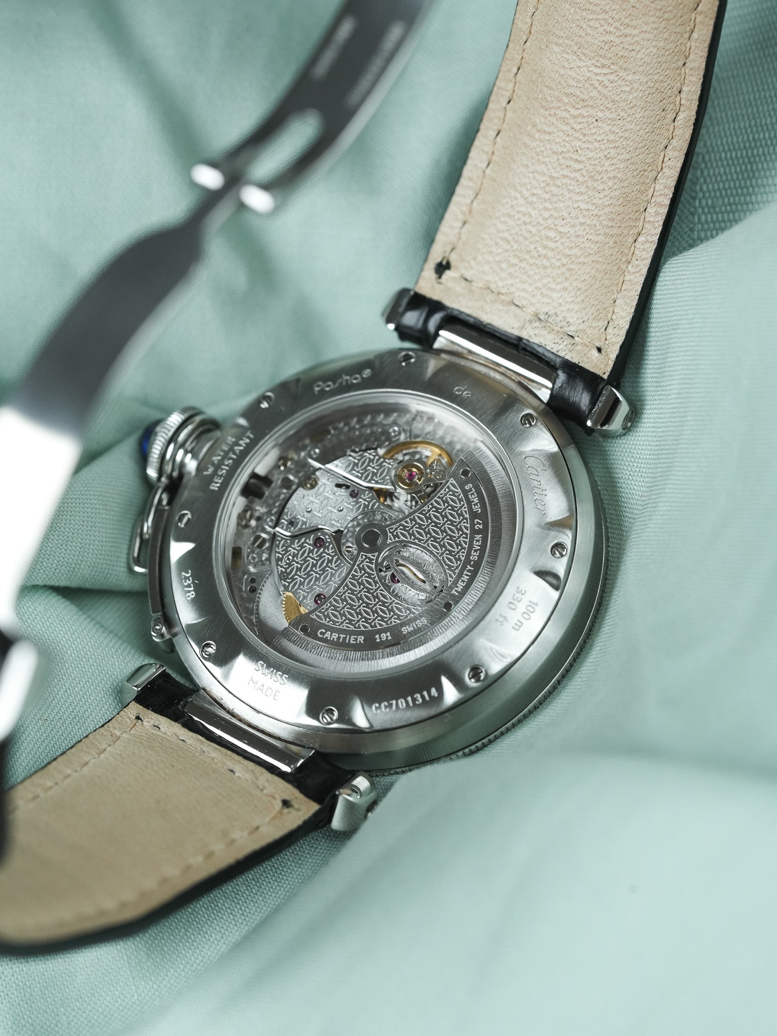 Cartier - Pasha 2378 Guilloché 38mm Steel Case Back Crystal - 1990s