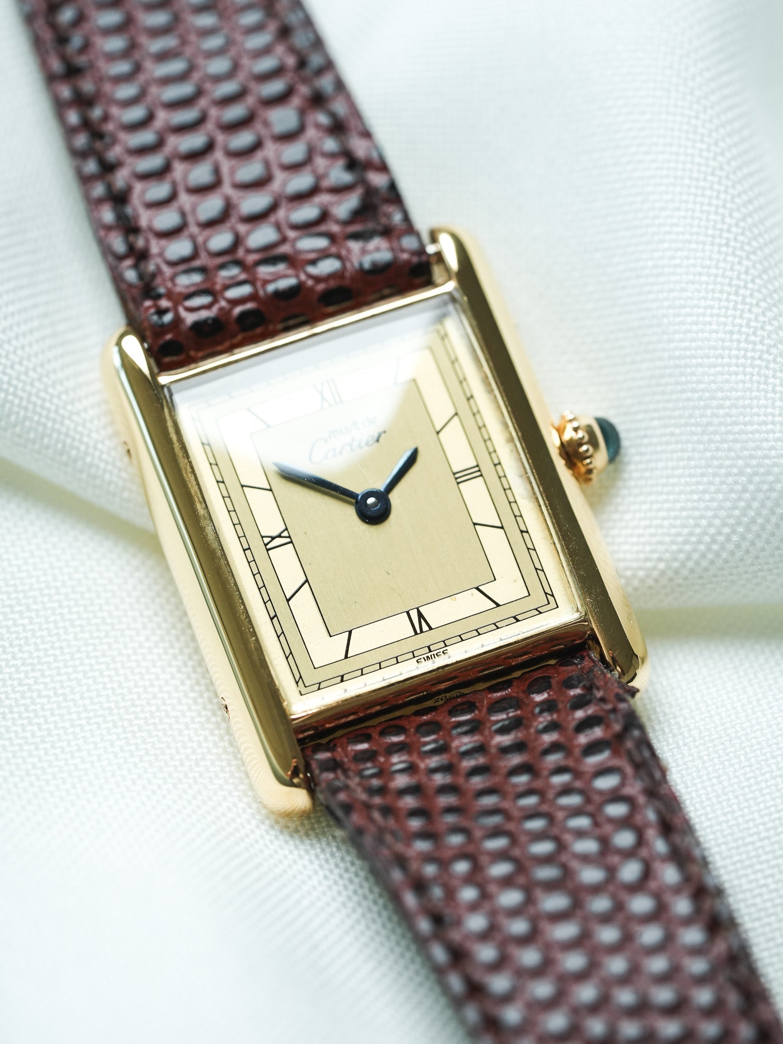 Cartier - Must de Cartier Tank Ref 590005 23x30 Vermeil Quartz Cadran Or Romain - 1980s