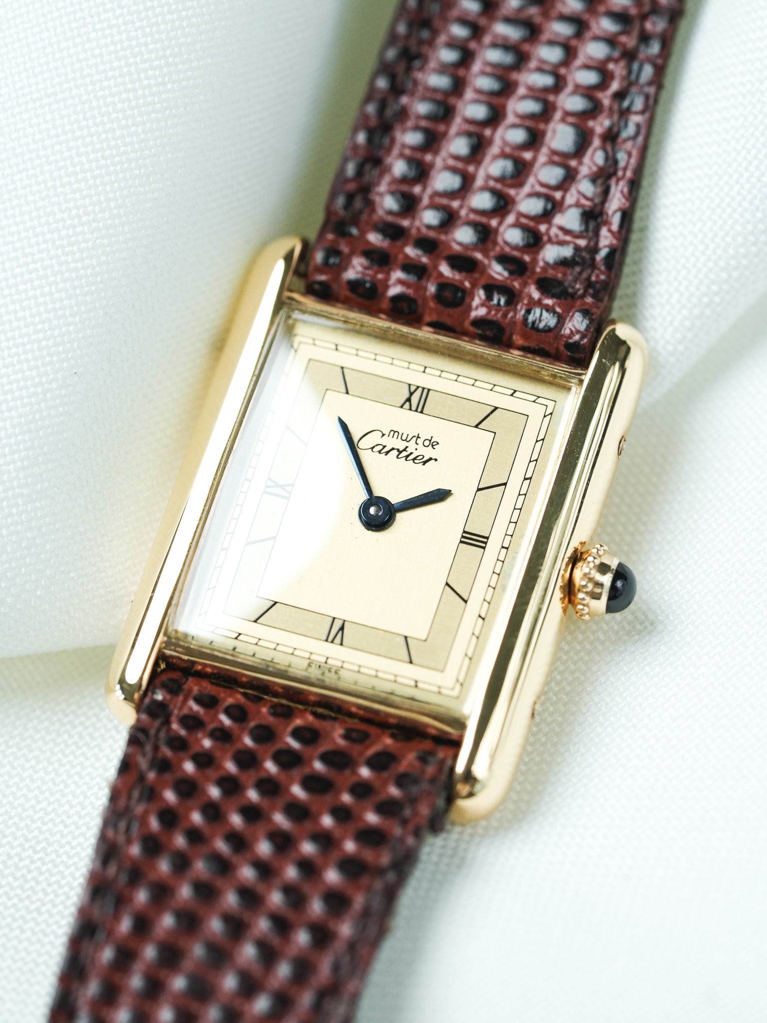 Cartier - Must de Cartier Tank Ref 590005 23x30 Vermeil Quartz Cadran Or Romain - 1980s