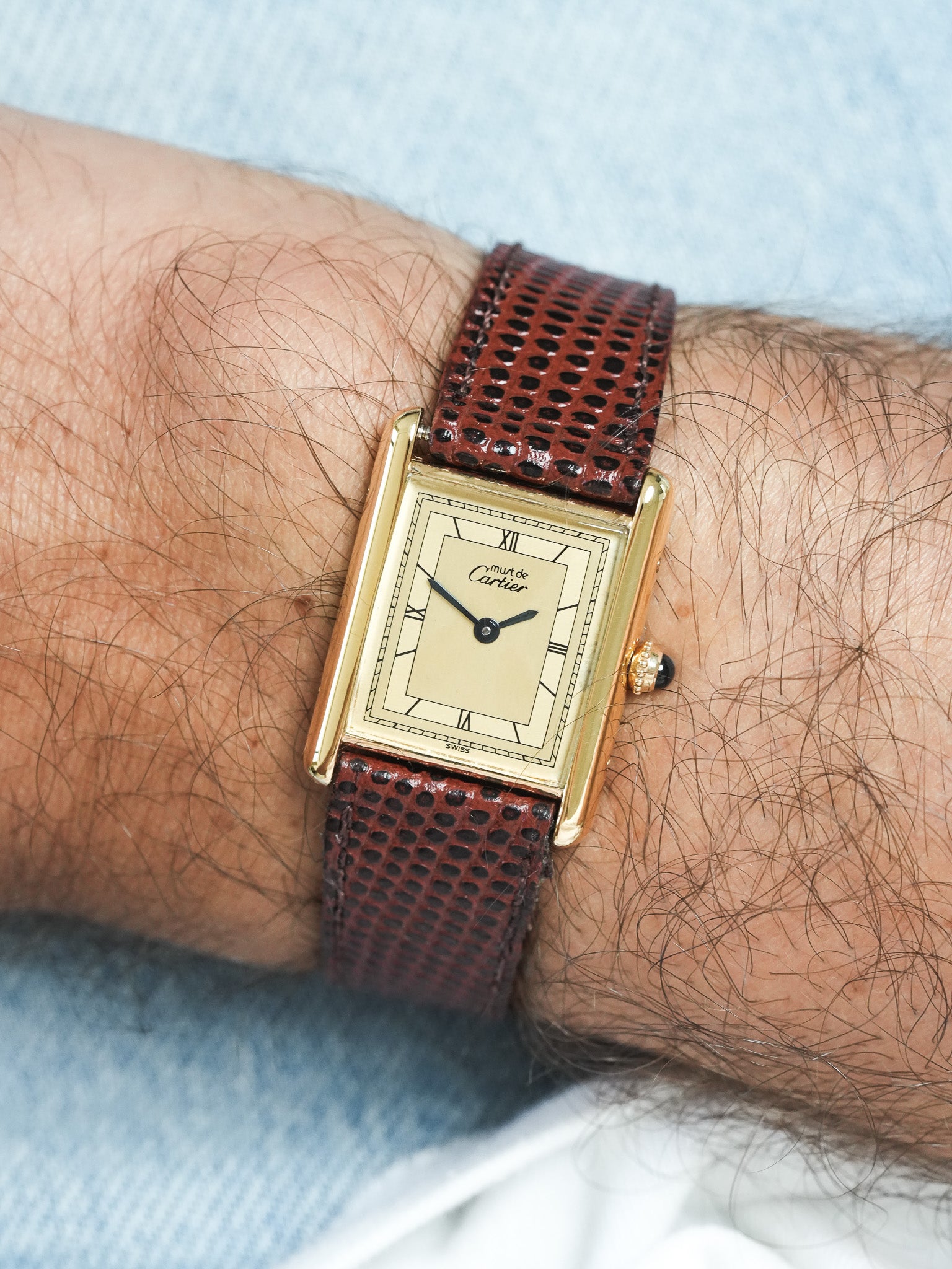 Cartier - Must de Cartier Tank Ref 590005 23x30 Vermeil Quartz Cadran Or Romain - 1980s