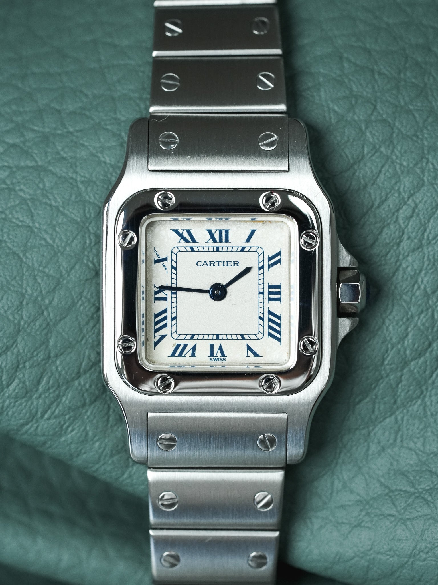 Cartier - Santos 9057 Stahl römische Ziffern blau 24mm - 1991
