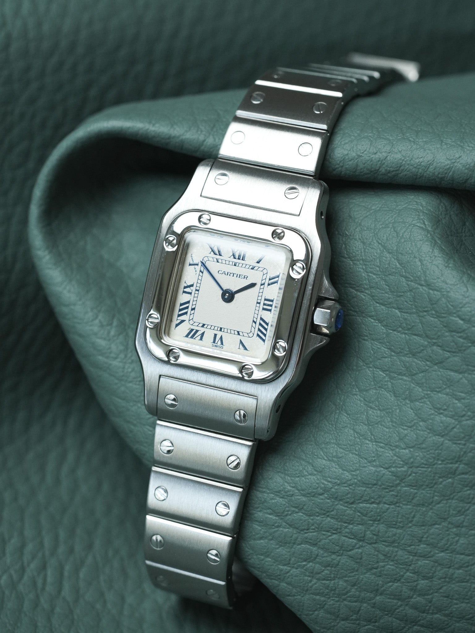 Cartier - Santos 9057 Stahl römische Ziffern blau 24mm - 1991