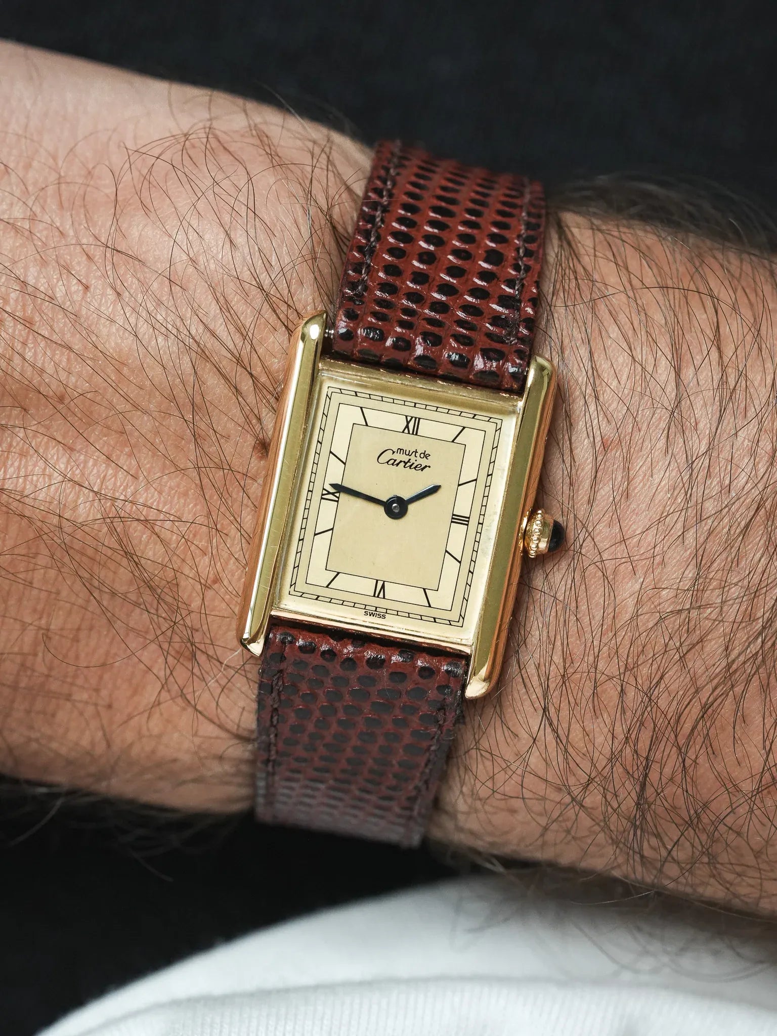 Cartier - Must 的 Cartier Tank 参考 590005 23x30 红金 石英 表盘 罗马 - 1980s