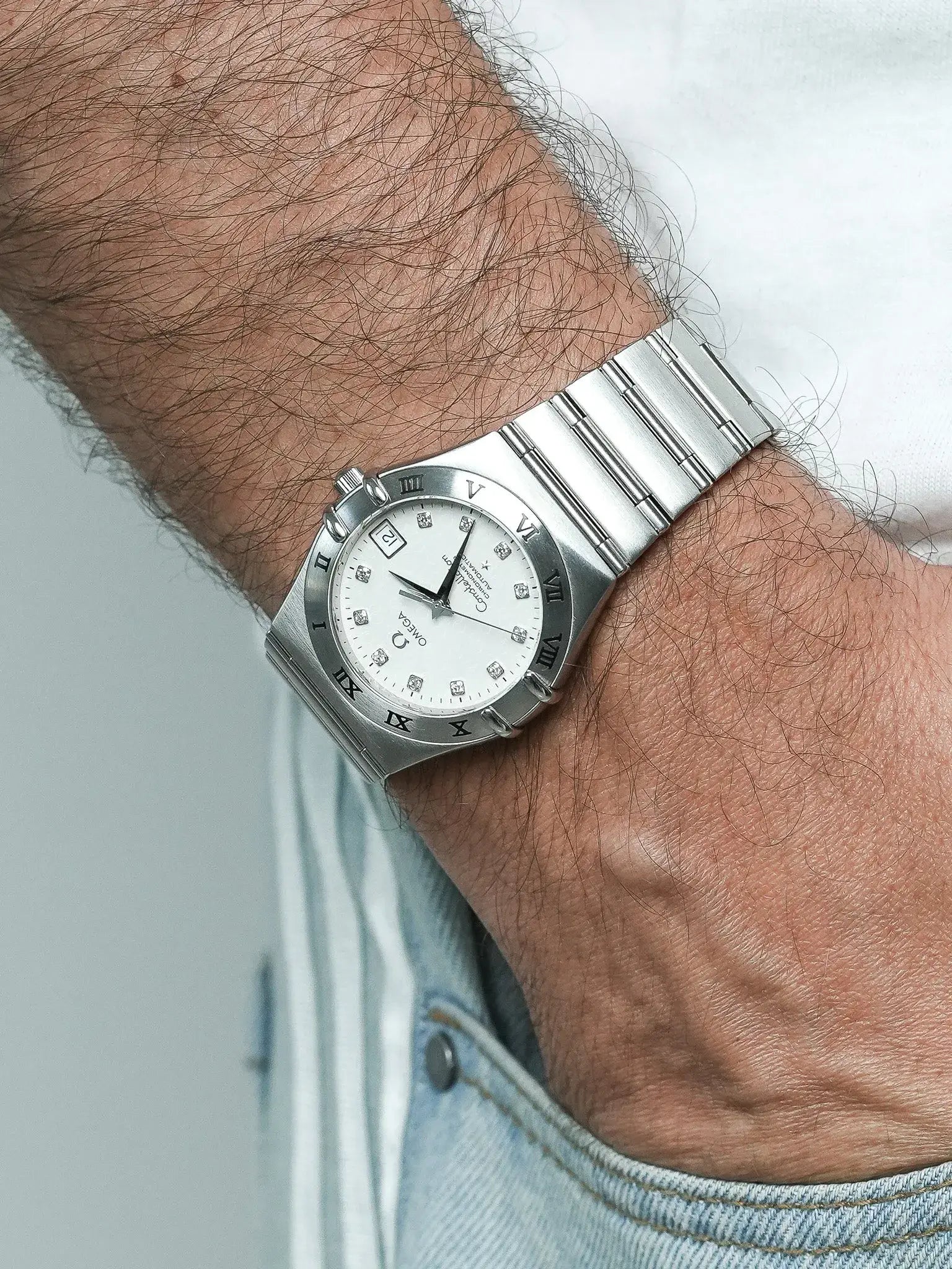 Omega - Constellation Manhattan "50th Anniversary" 1504.35 Acier Cadran Diamants - 2000s