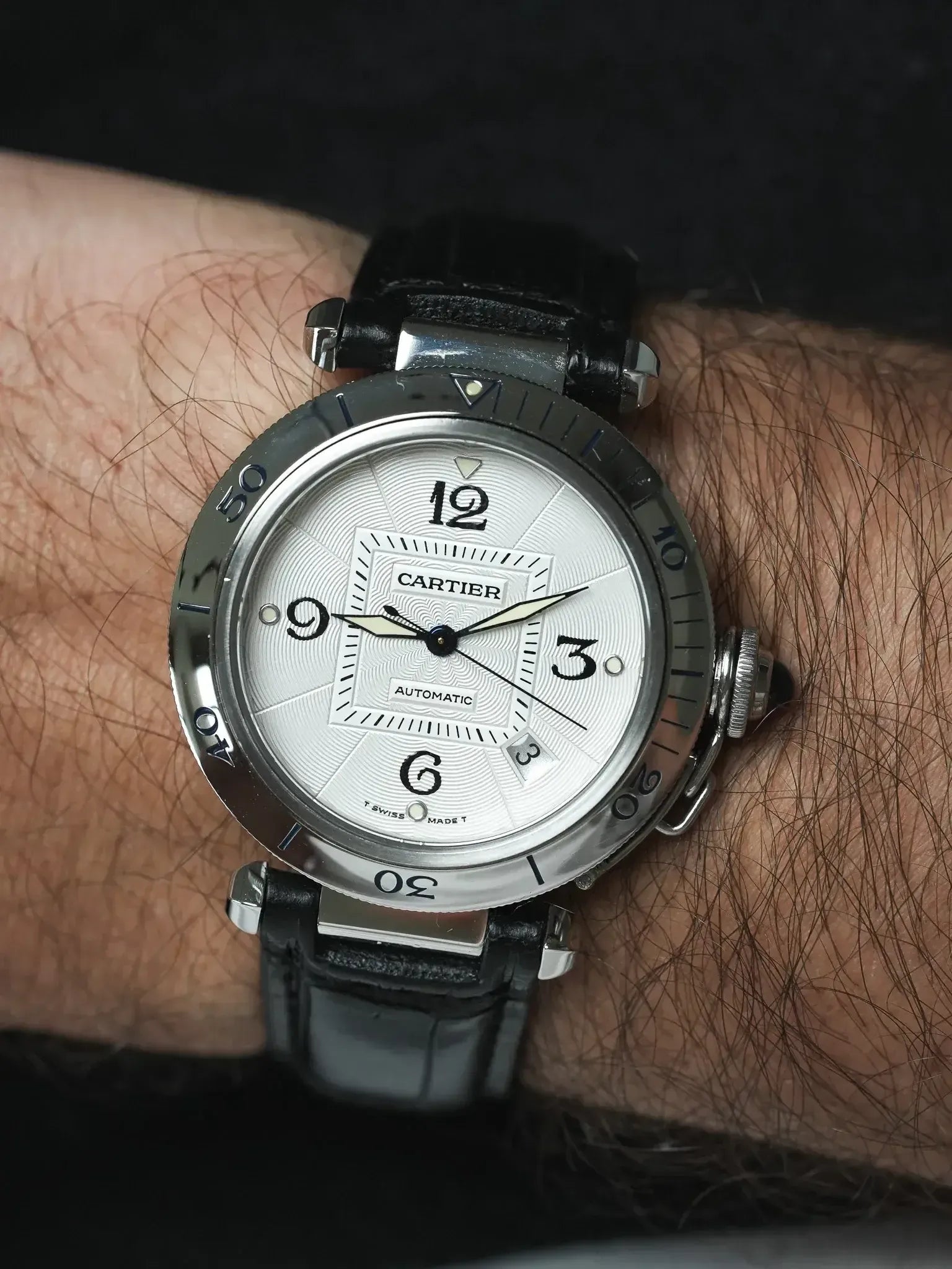 Cartier - Pasha 2378 Guilloché 38mm Stahl Boden Glasboden - 1990s