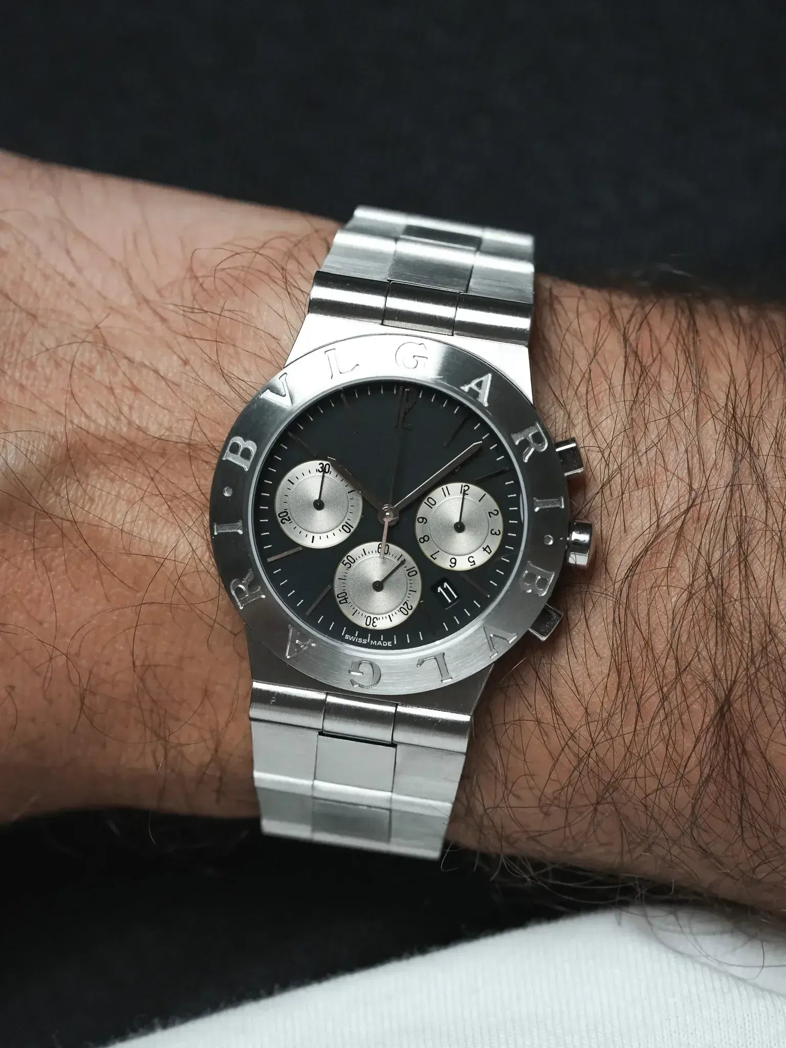 بولغاري - دياغونو كرونوغراف فولاذ قرص أسود - ورق - 2000s