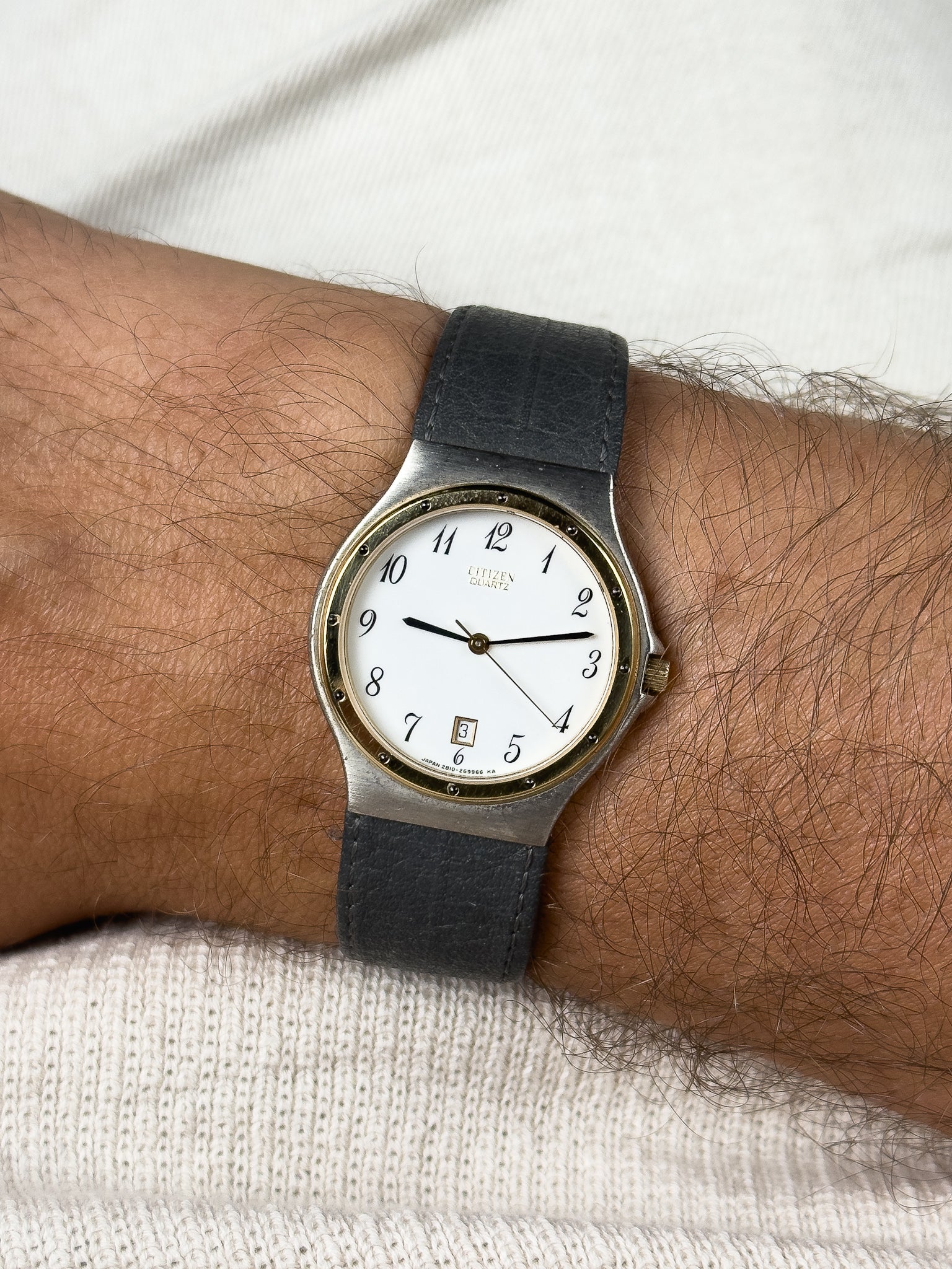 Citizen - Acier Bracelet Intégré Cadran Blanc - NOS - 1990s