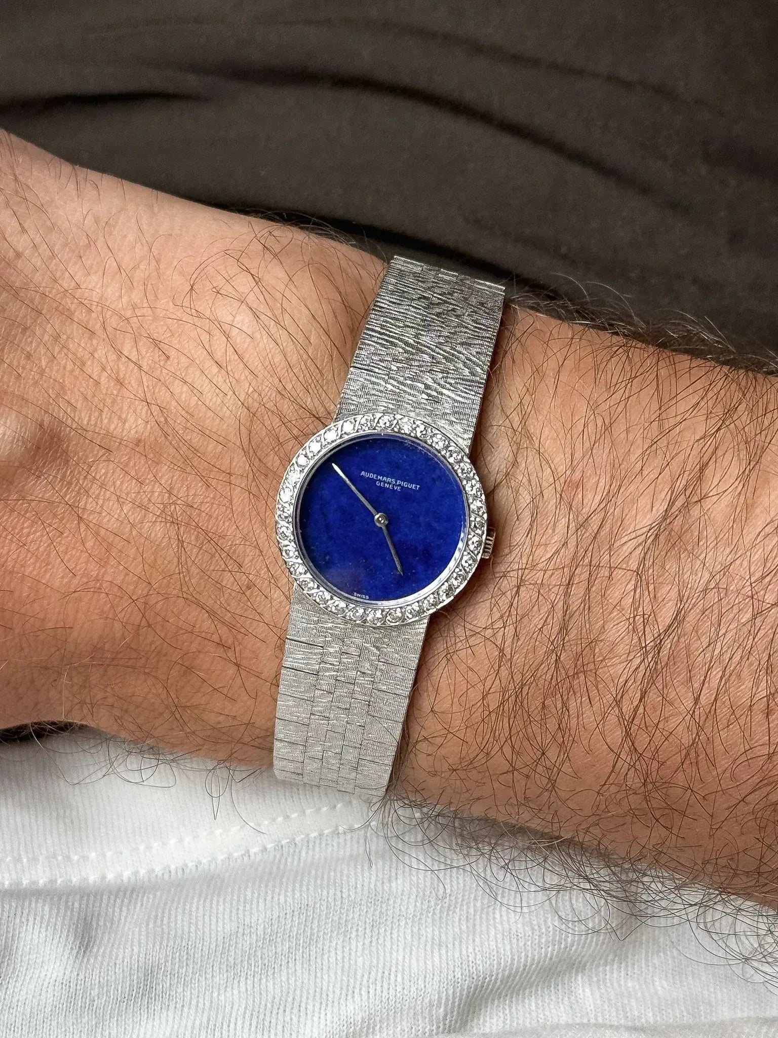 Audemars Piguet - Or blanc 18K lapis lazuli diamants 23mm - 1980s - Atelier Victor
