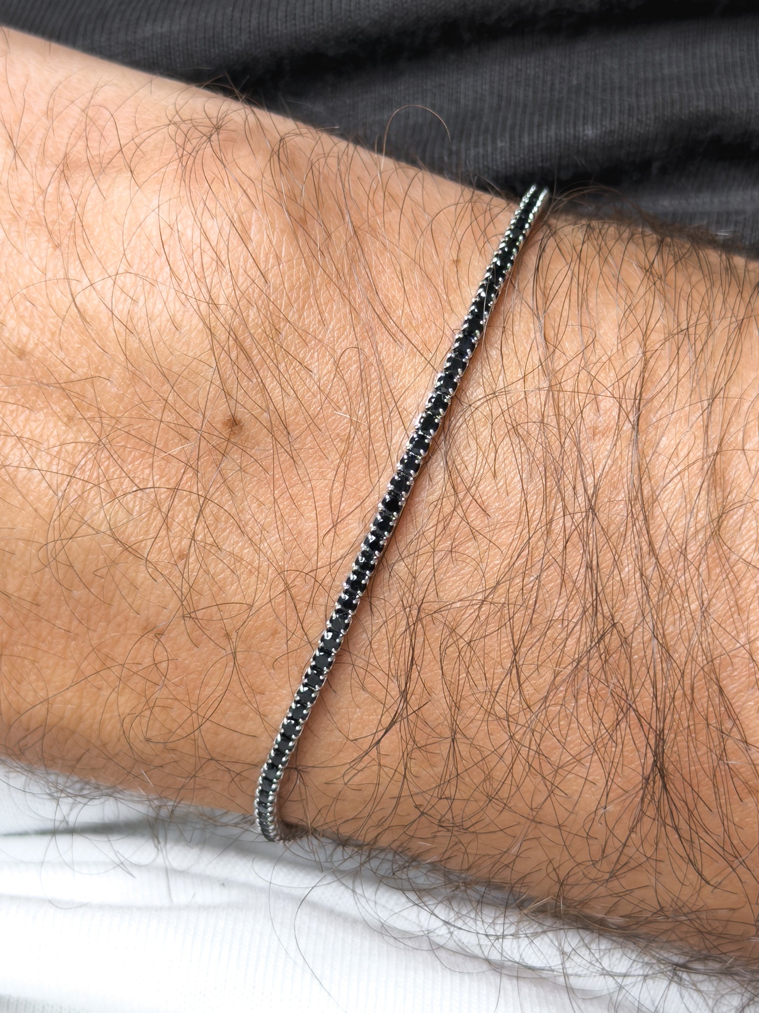 Bracelet Tennis Argent 925 & Zirconium - Octavien Noir - Petit Modèle