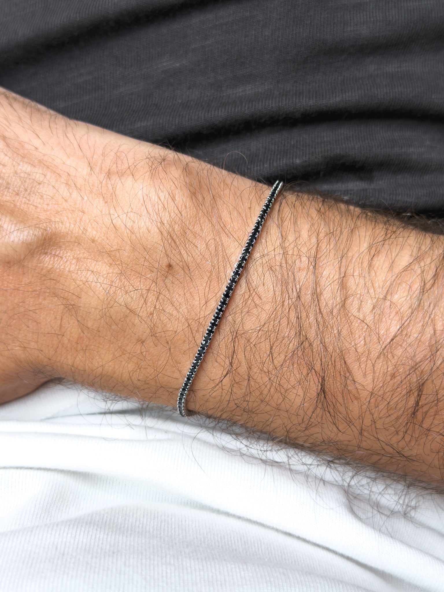 Bracelet Tennis Argent 925 & Zirconium - Octavien Noir - Petit Modèle