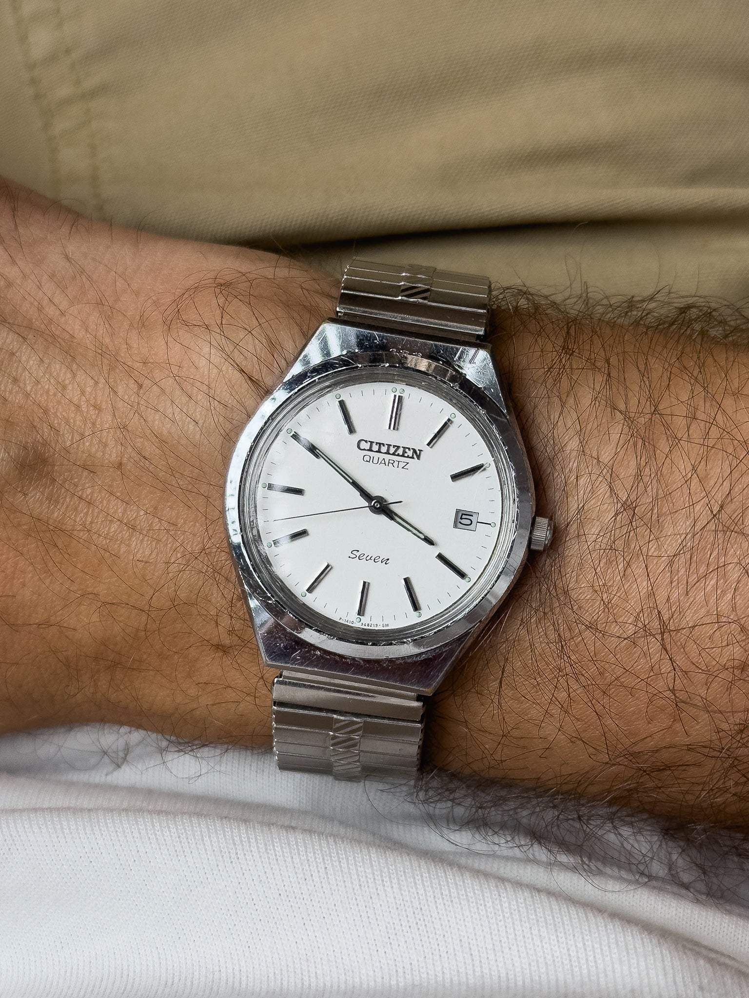 Citizen - Tonneau Stahl Quarz Seven Date - 1990s