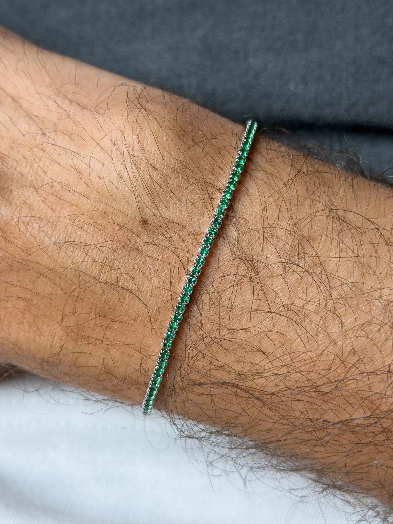 Bracelet Tennis Argent 925 & Zirconium - Octavien Vert - Petit Modèle - Atelier Victor