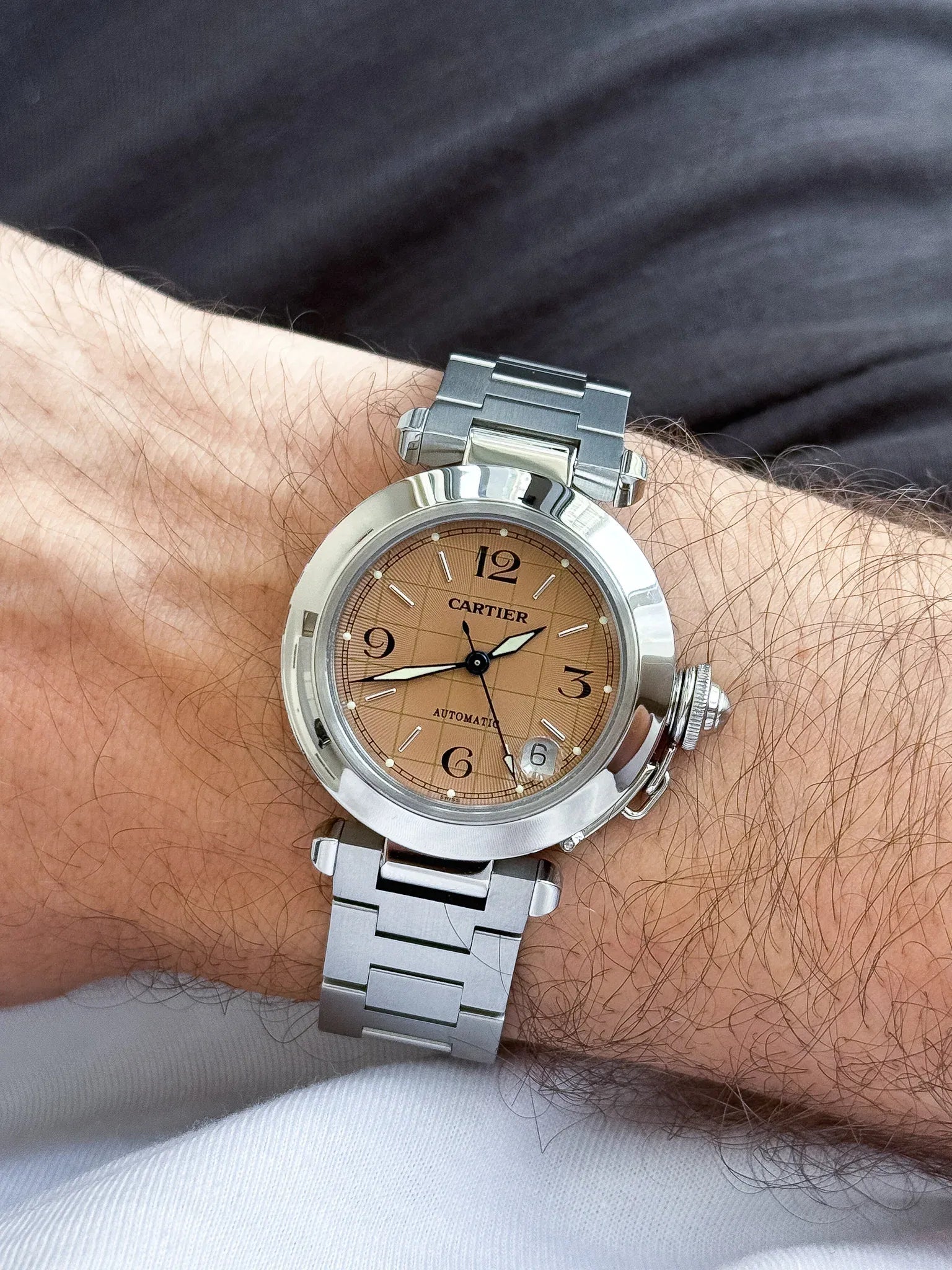 Cartier - Pasha Fecha 35mm Esfera Salmón - 2000s