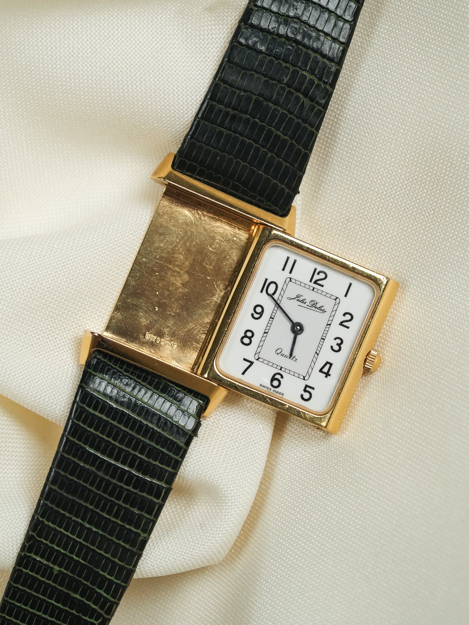 Jules Delas - Uhr im Reverso-Stil vergoldet Quarz - 1990s