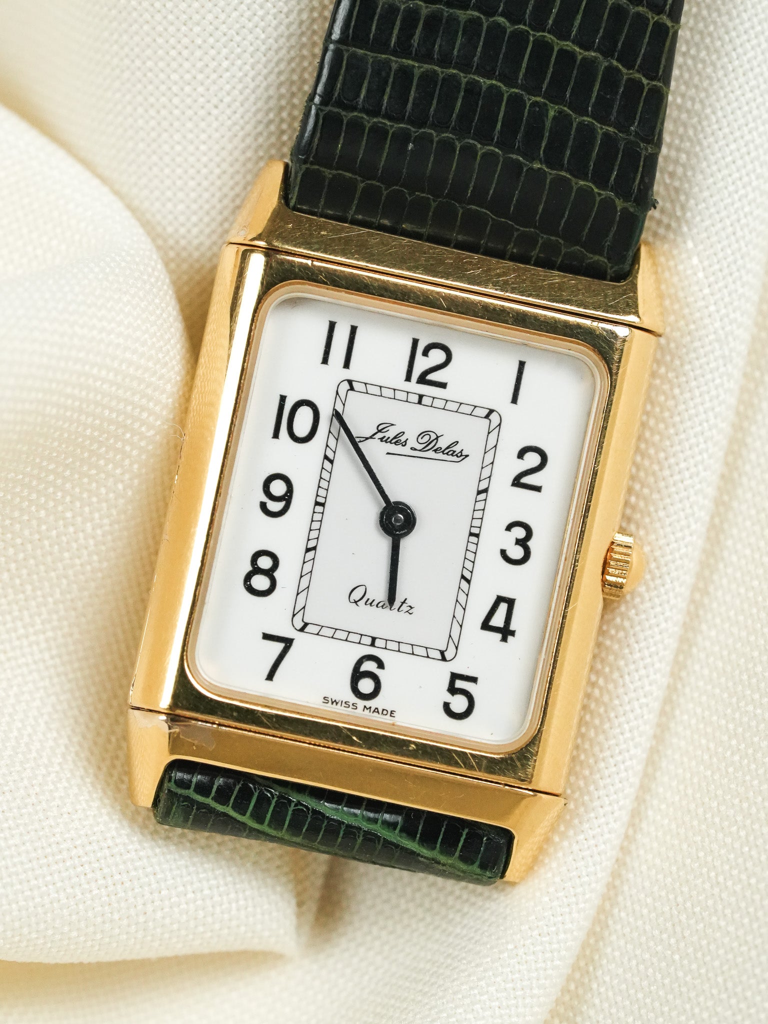Jules Delas - Uhr im Reverso-Stil vergoldet Quarz - 1990s