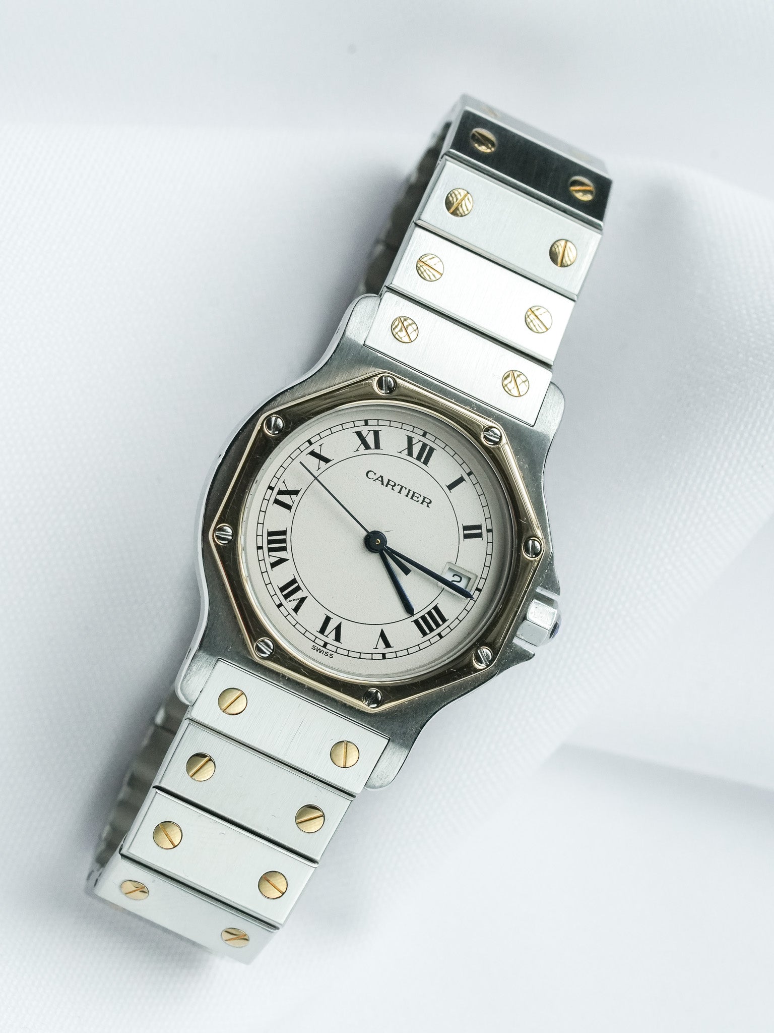 Montre Cartier Santos Octogonale Vintage - 29mm Acier Or Quartz (1980s) - Atelier Victor