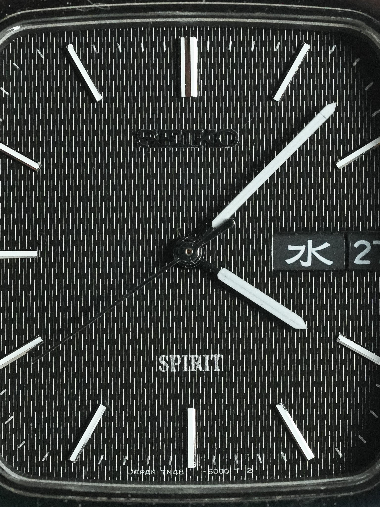 Seiko - Spirit Tonneau Daydate Kanji Сталь Clous de Paris Черный - 1993