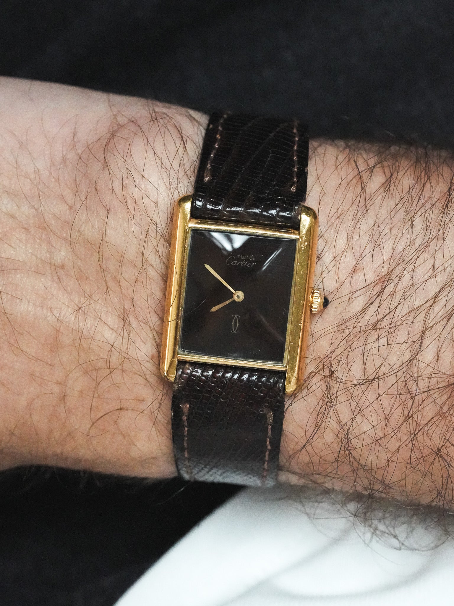 Reloj Cartier Tank Must Vintage - Vermeil Esfera "Boscosa" Spider (Años 1980)