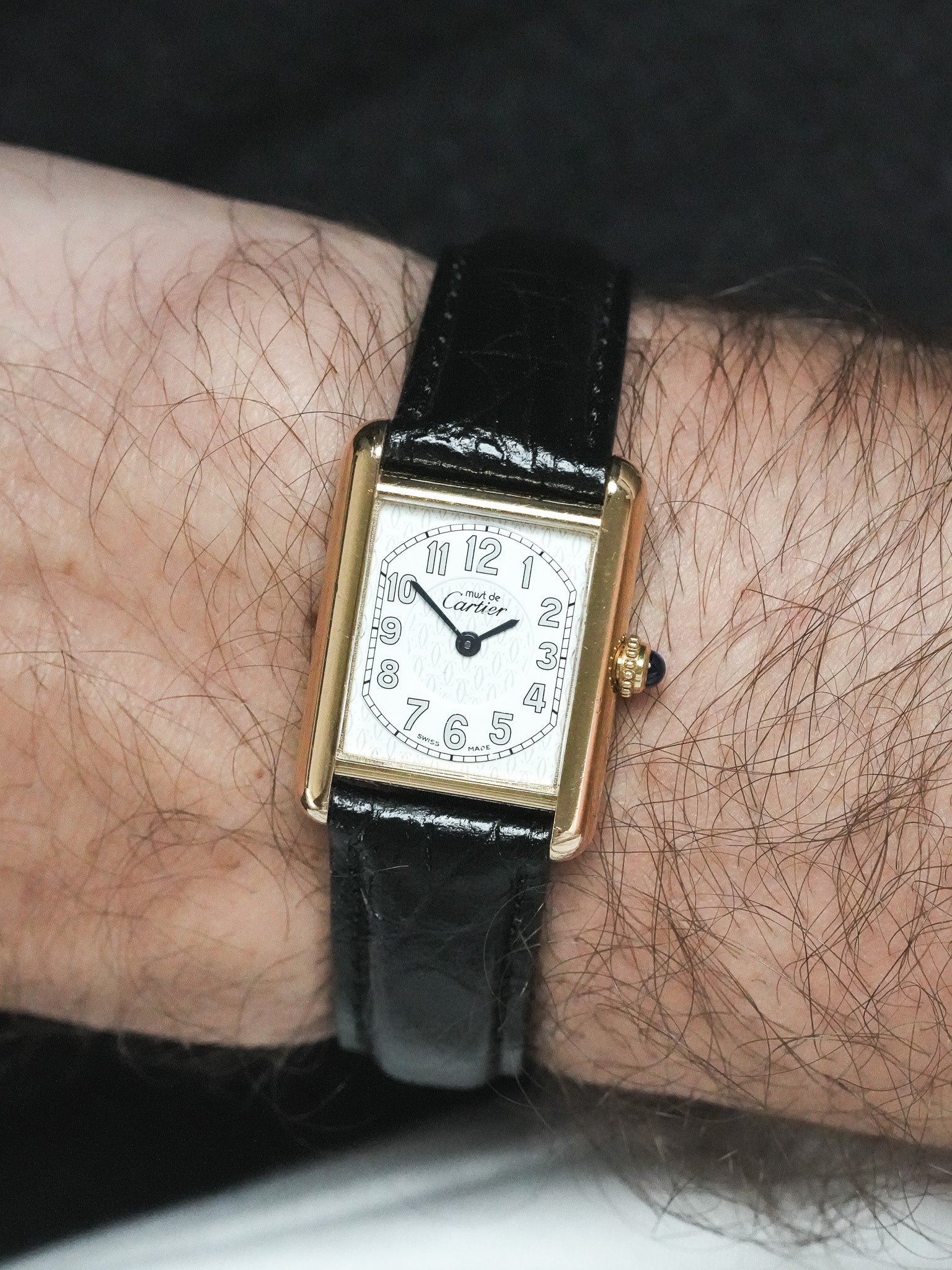 Cartier Tank Must SM 复古 - 银金镀层阿拉伯数字(1990年代)