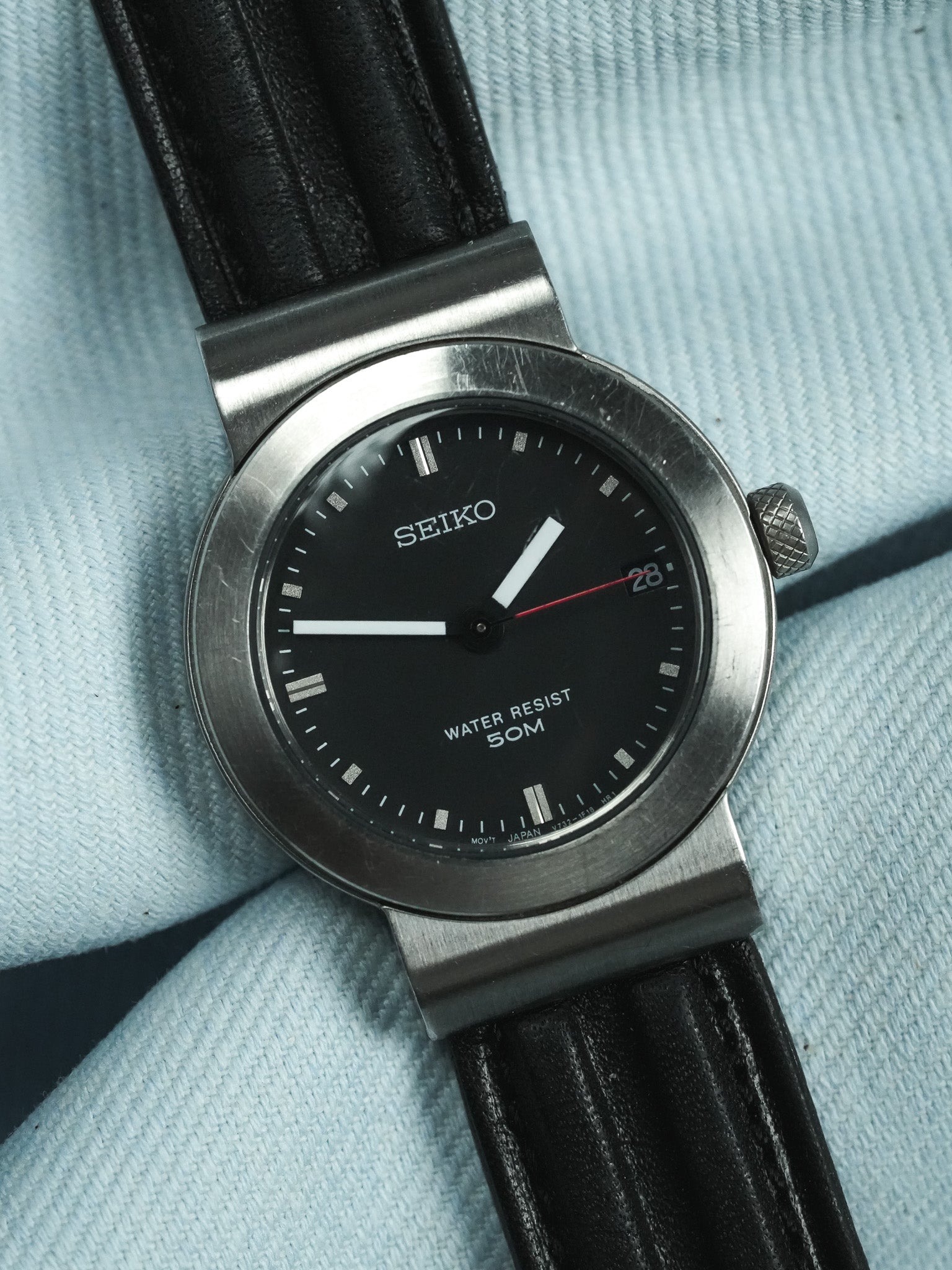 Seiko - فولاذ مصقول قرون مركزية عقرب ثواني أحمر - 1990