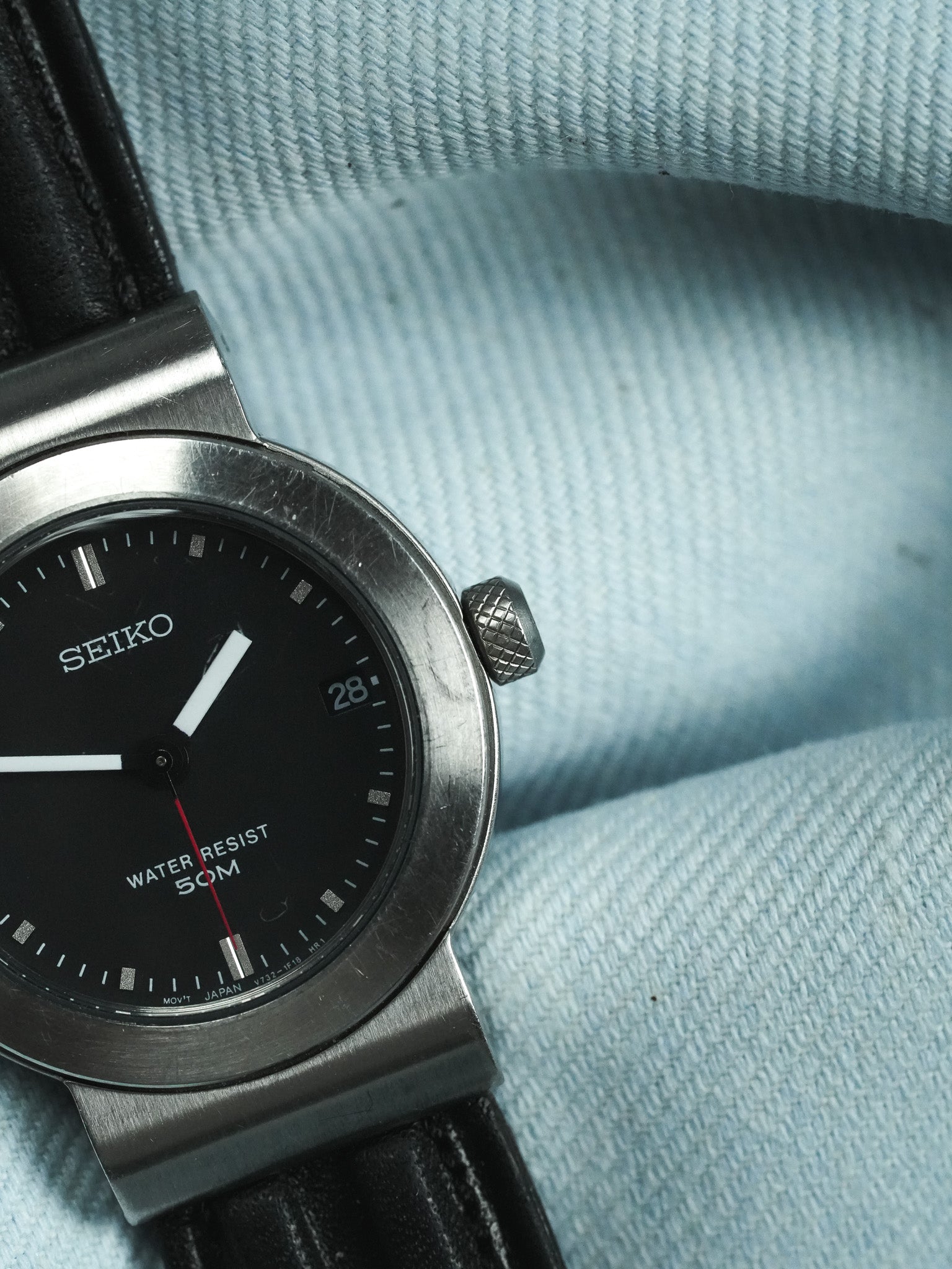 Seiko - فولاذ مصقول قرون مركزية عقرب ثواني أحمر - 1990