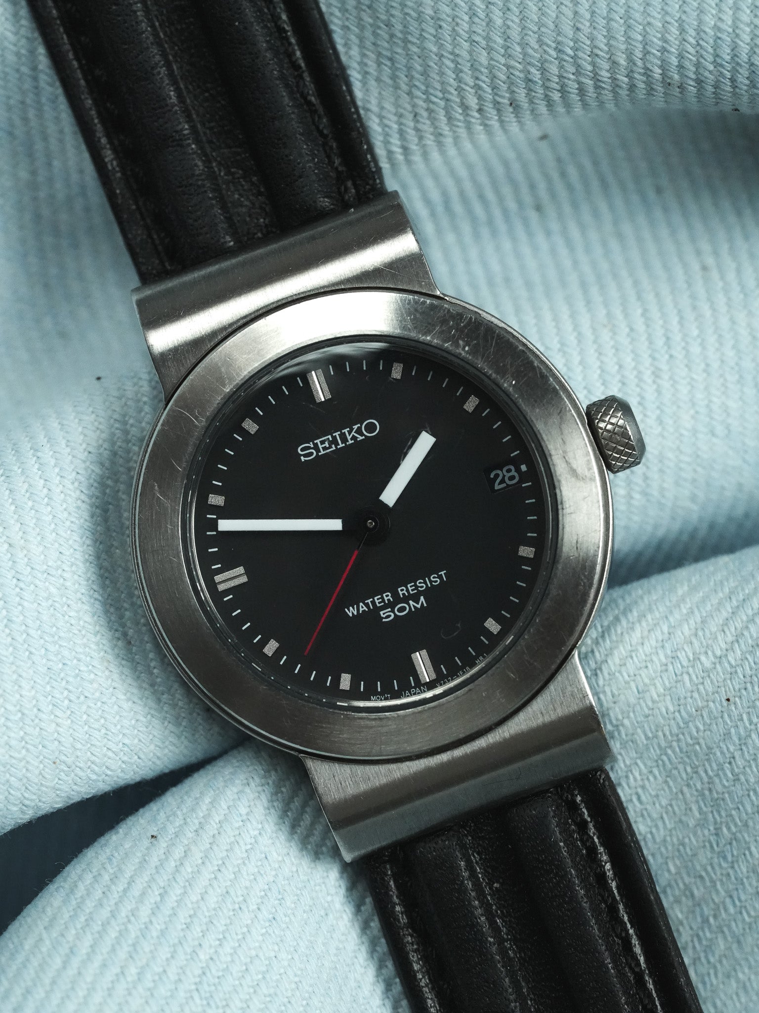 Seiko - فولاذ مصقول قرون مركزية عقرب ثواني أحمر - 1990