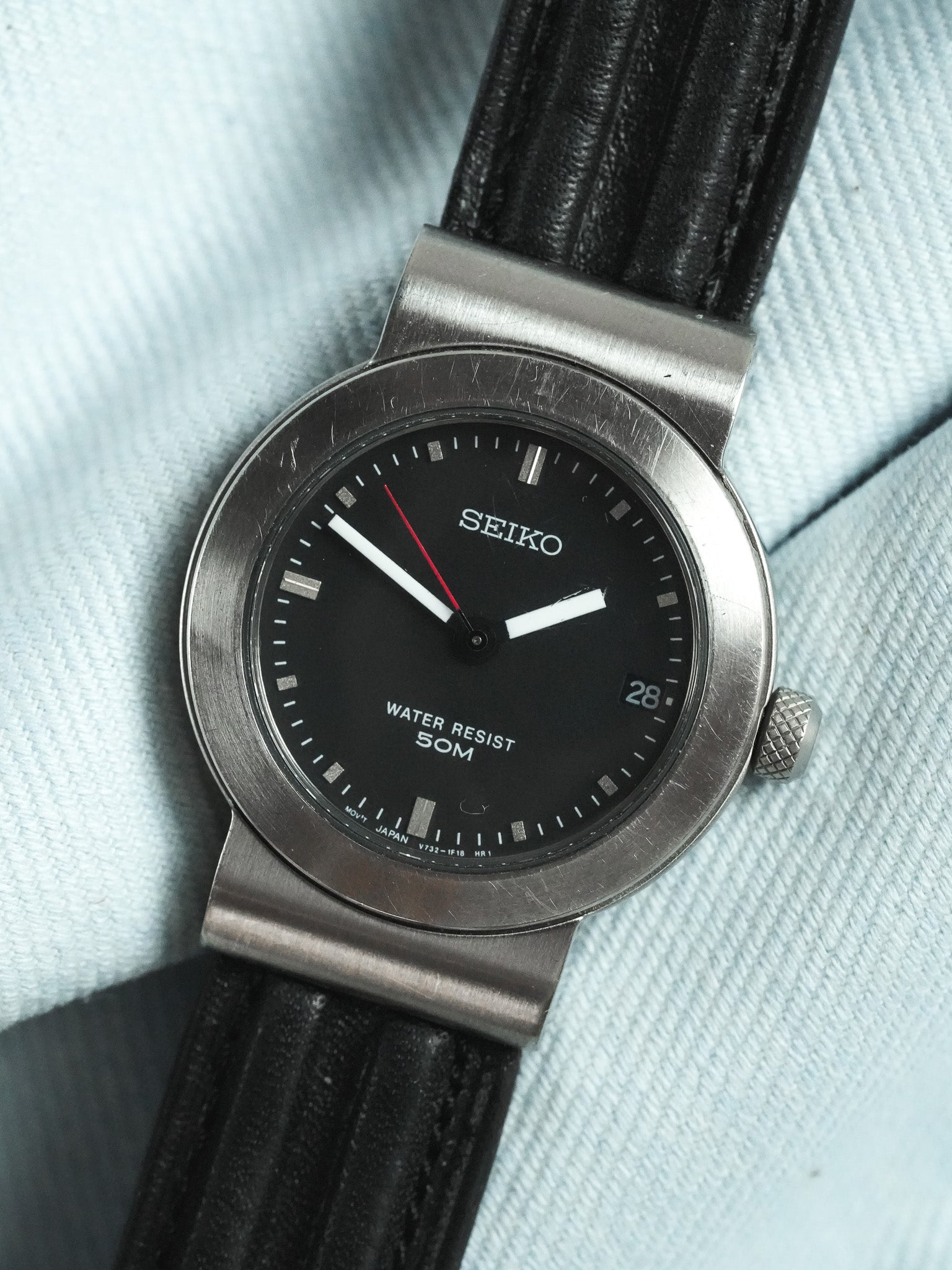 Seiko - فولاذ مصقول قرون مركزية عقرب ثواني أحمر - 1990