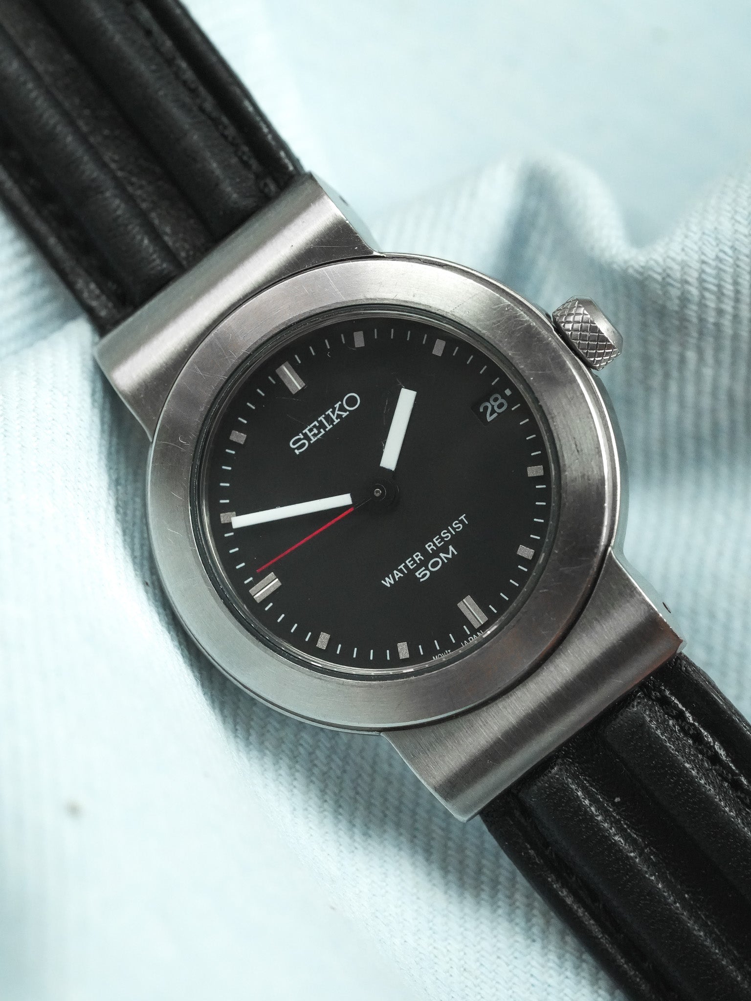 Seiko - فولاذ مصقول قرون مركزية عقرب ثواني أحمر - 1990