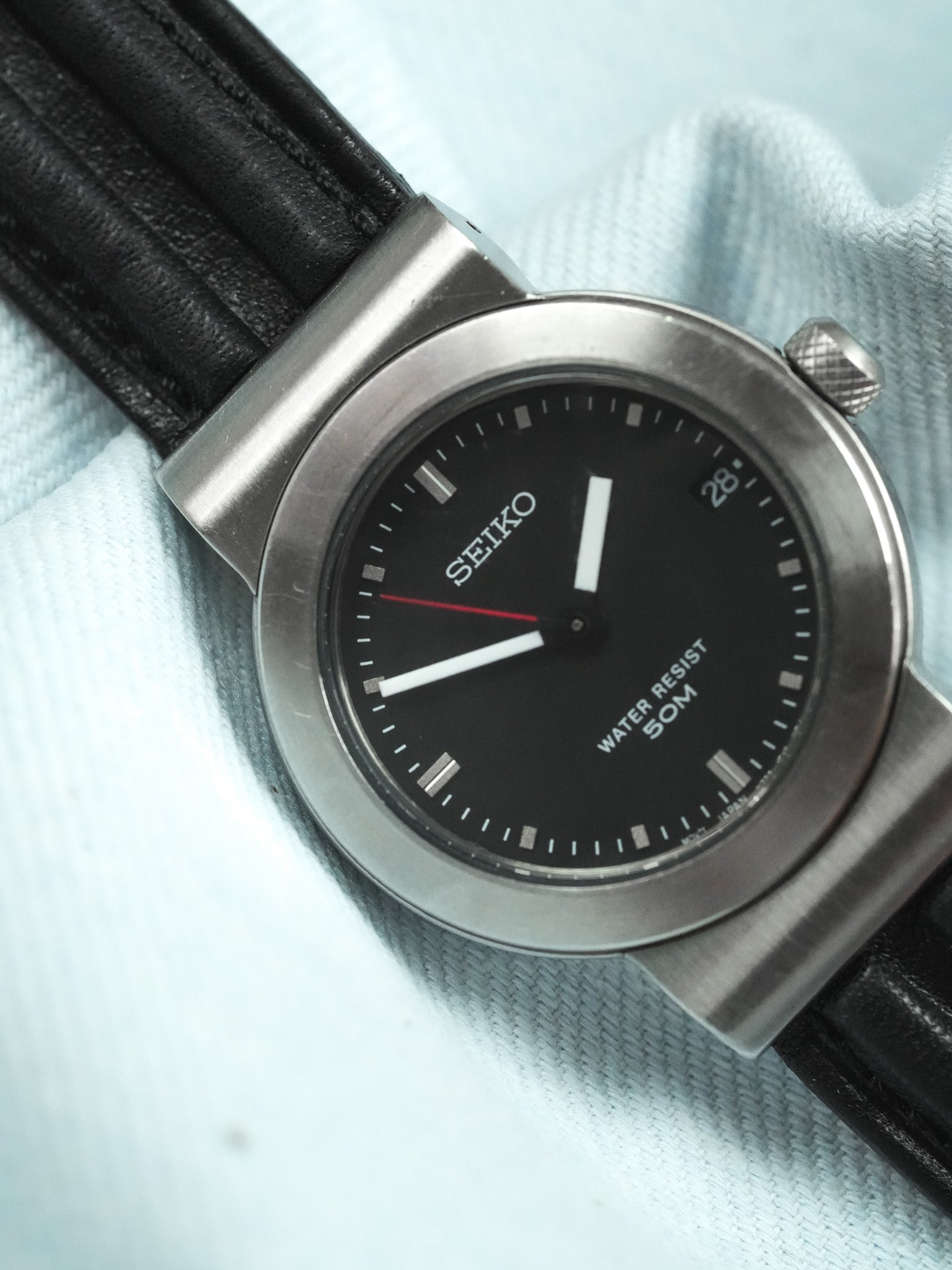 Seiko - فولاذ مصقول قرون مركزية عقرب ثواني أحمر - 1990