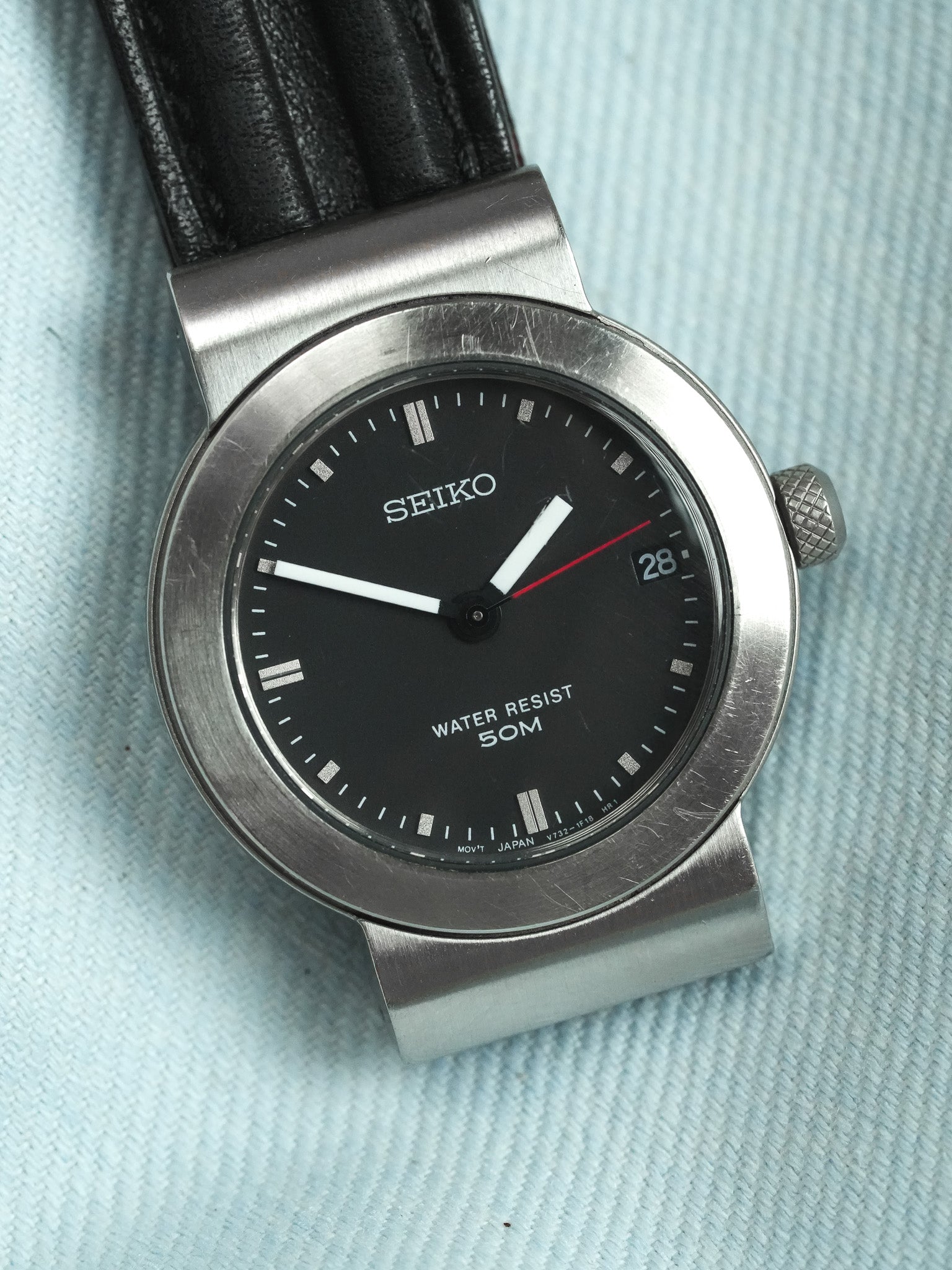 Seiko - فولاذ مصقول قرون مركزية عقرب ثواني أحمر - 1990
