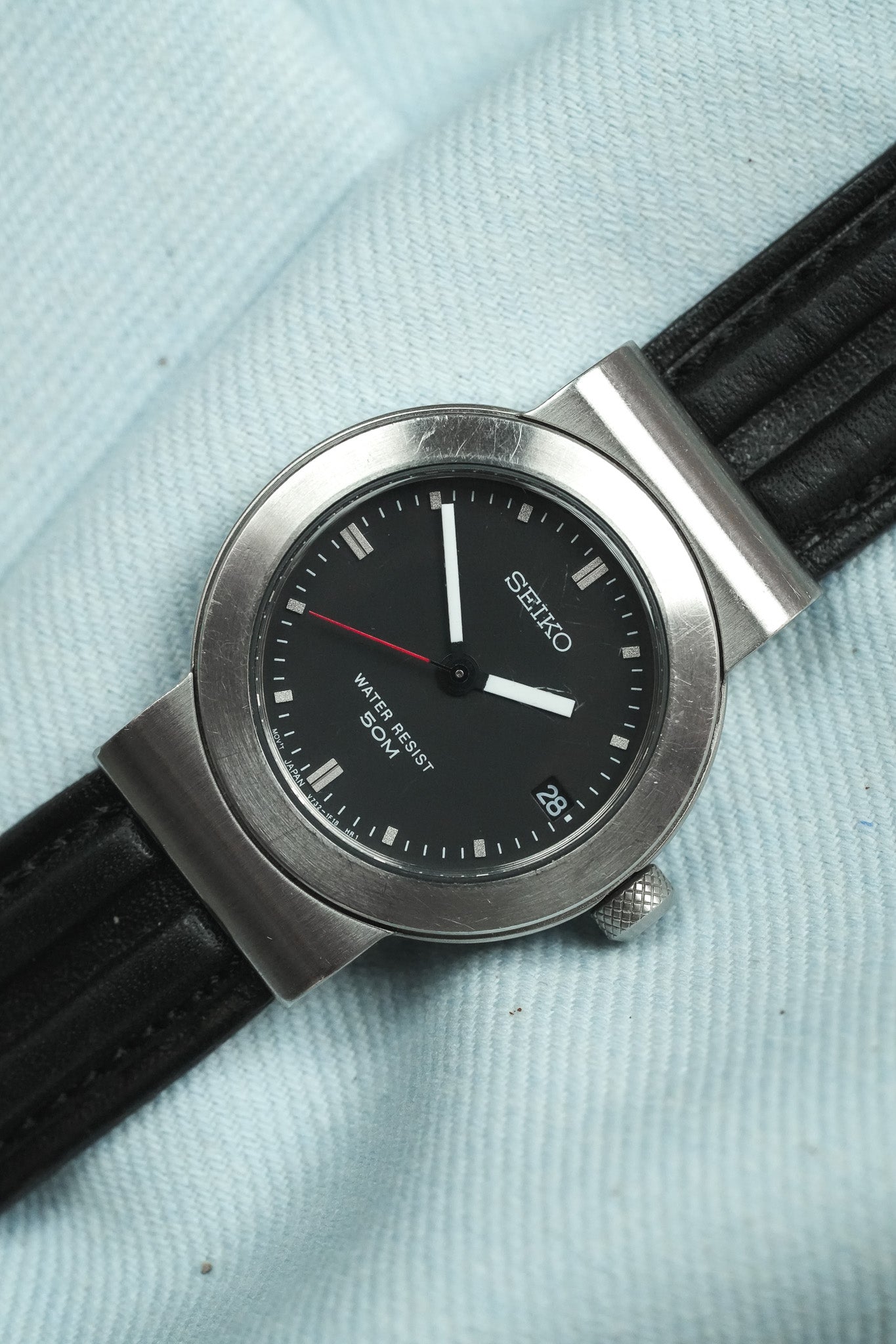 Seiko - فولاذ مصقول قرون مركزية عقرب ثواني أحمر - 1990