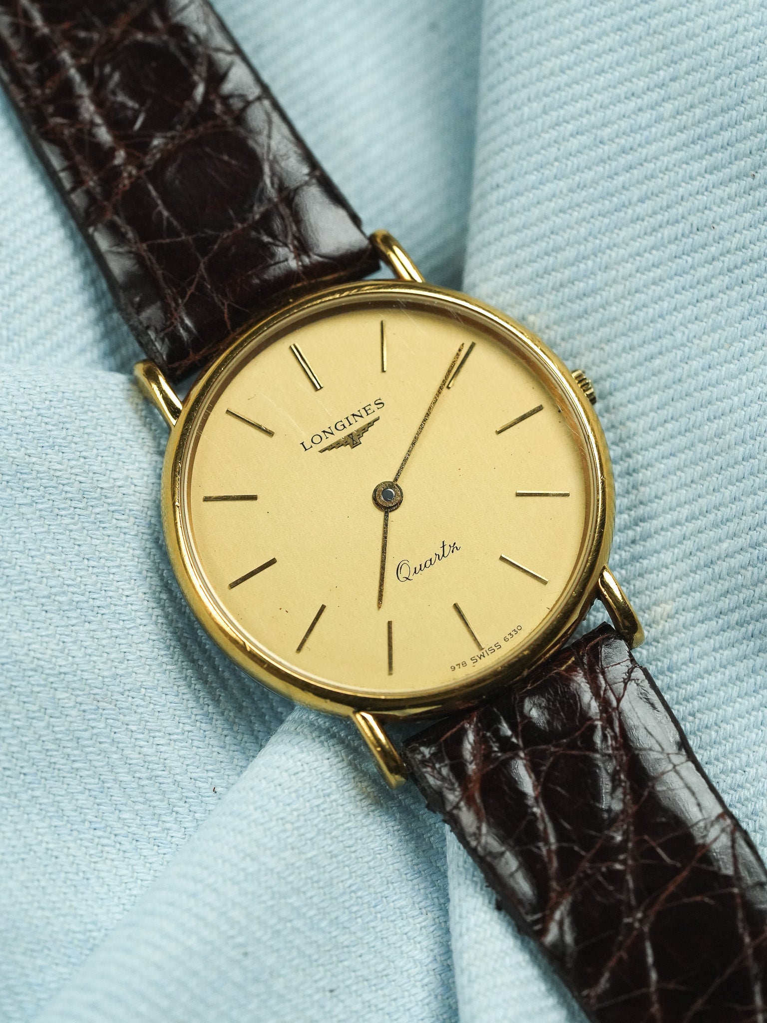 Longines - Ronde Extra plate Cadran Or Quartz - 1980s