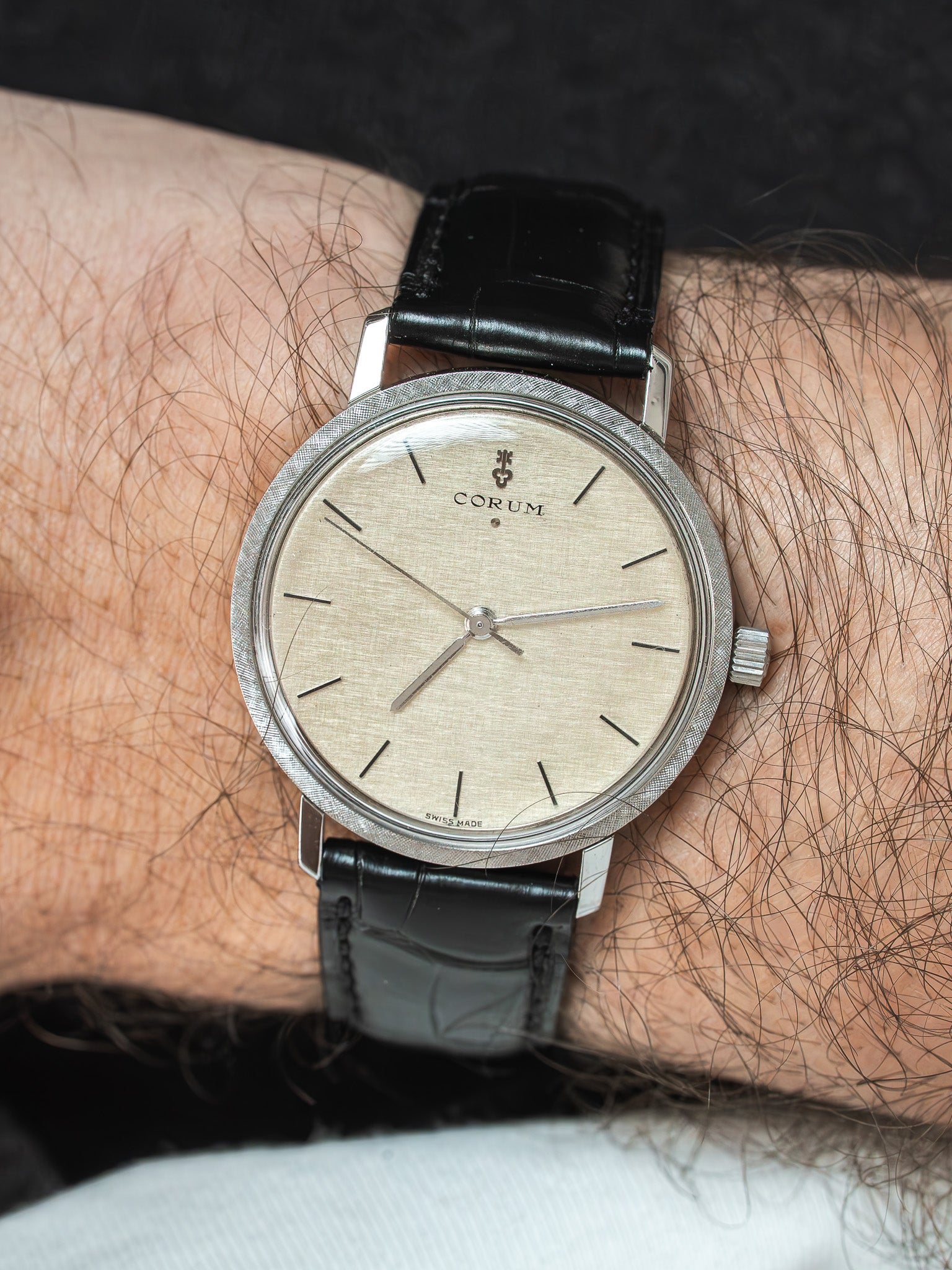 Corum钢自动表盘银色表盘(1980年代)