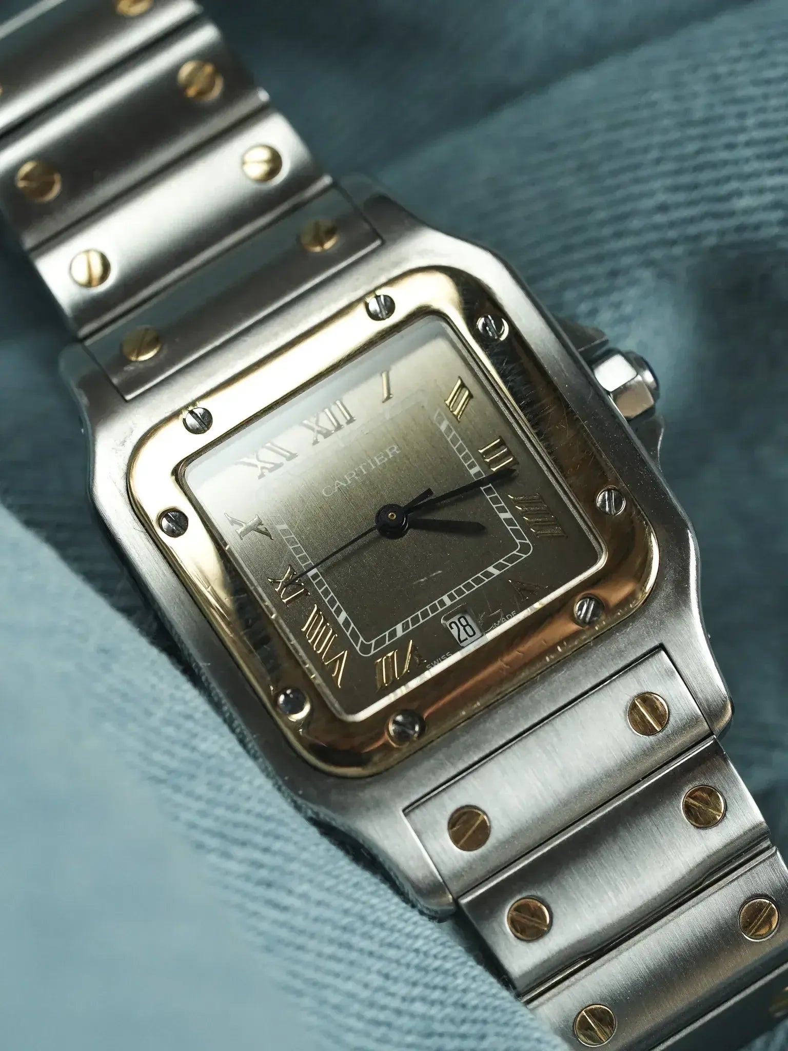 Cartier - Santos Galbée 1566 Acier Or Cadran Taupe 29mm - 1990s - Atelier Victor