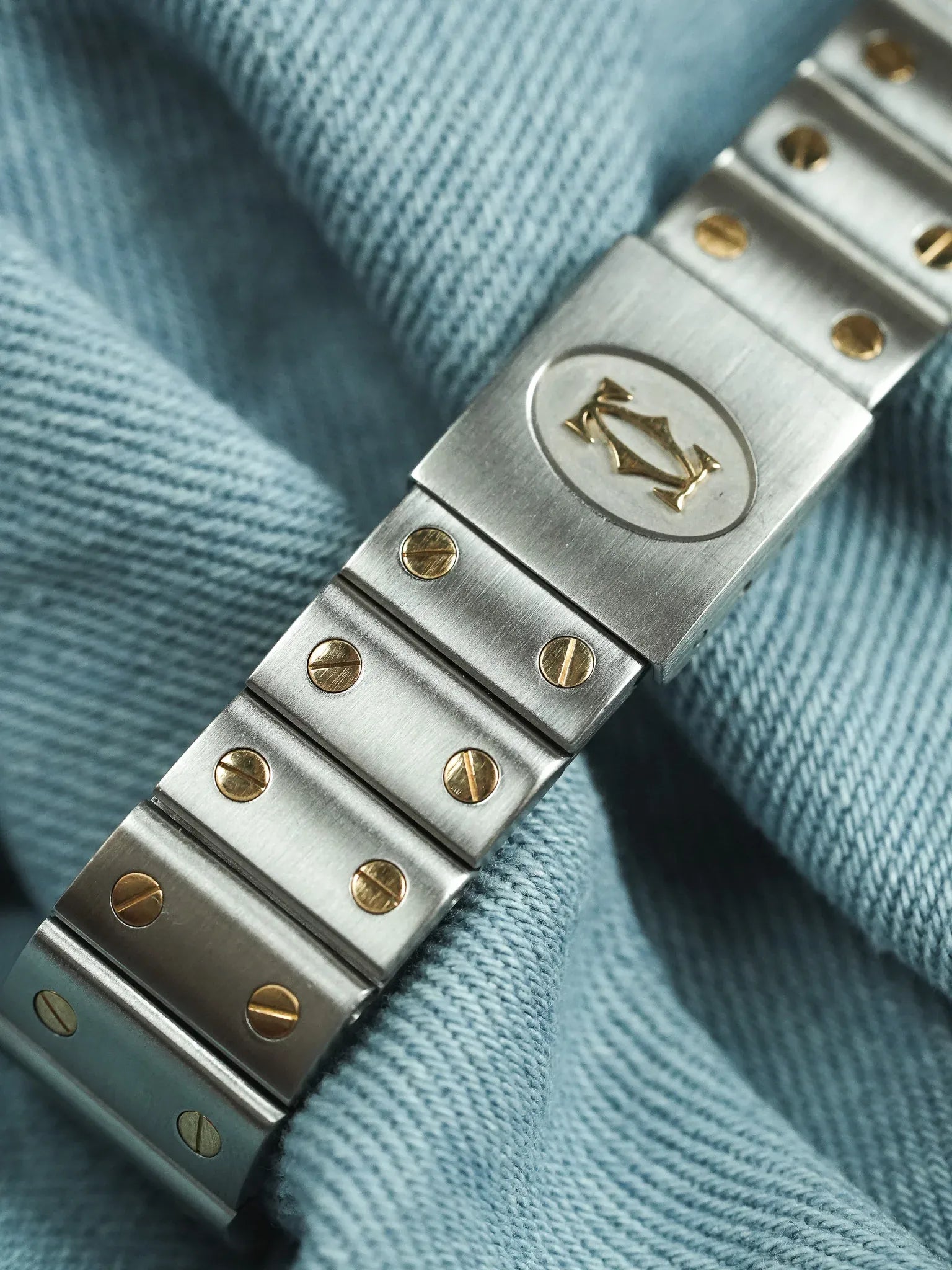 Cartier - Santos منحني 1566 فولاذ ذهب قرص طوبي 29 مم - 1990s