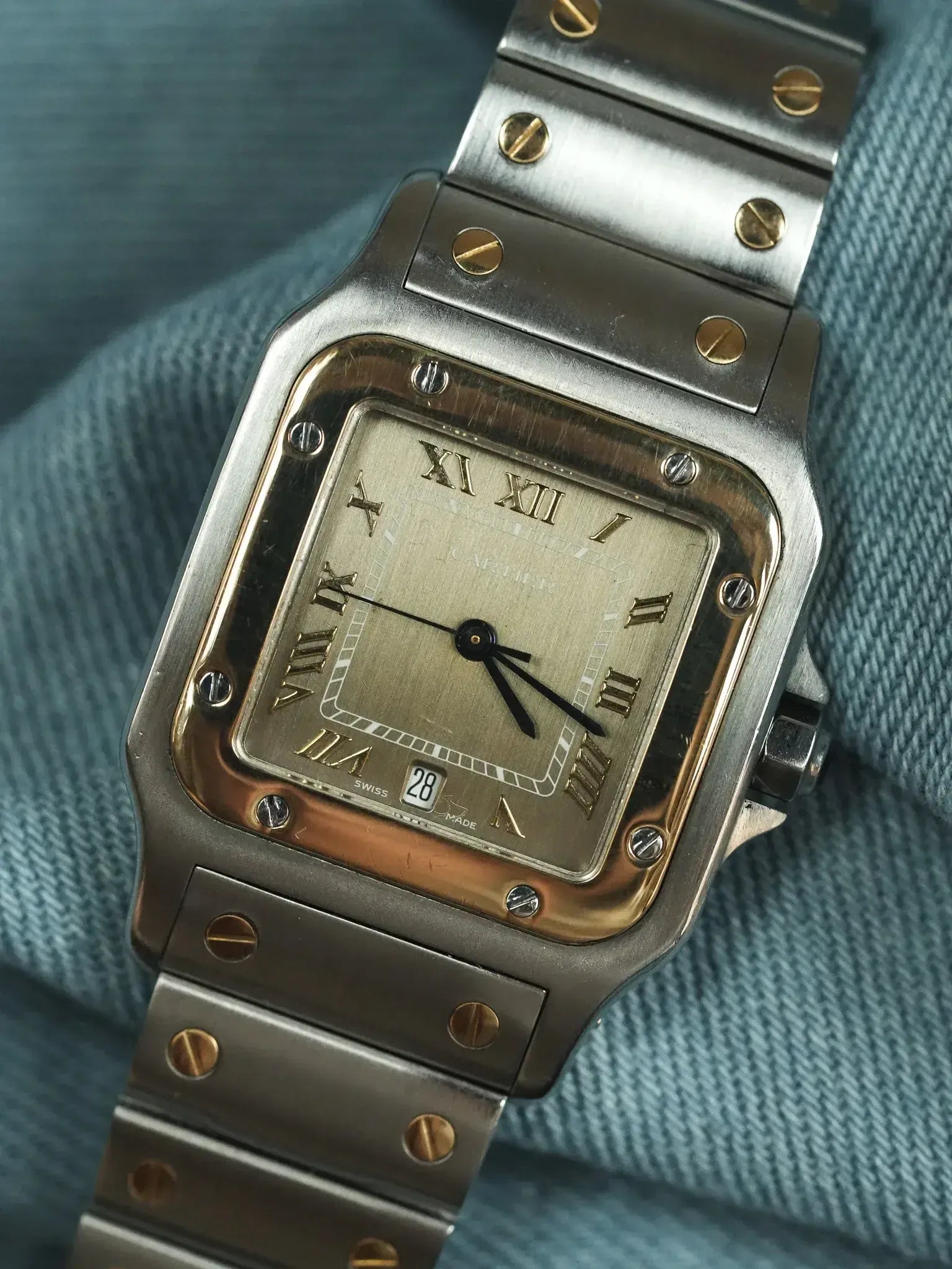 Cartier - Santos Galbée 1566 Acier Or Cadran Taupe 29mm - 1990s - Atelier Victor