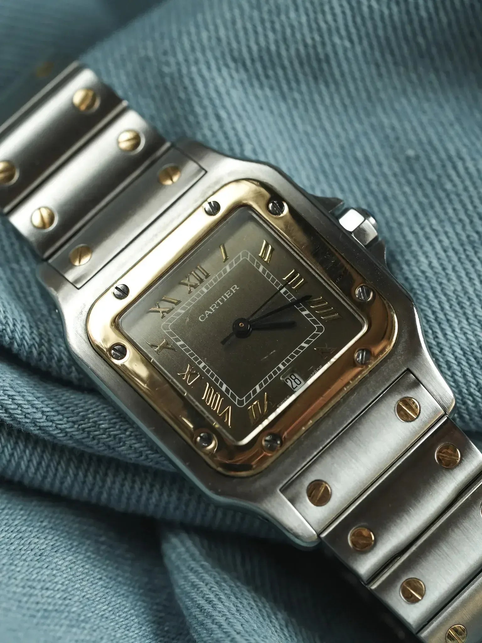 Cartier - Santos Galbée 1566 Acier Or Cadran Taupe 29mm - 1990s - Atelier Victor
