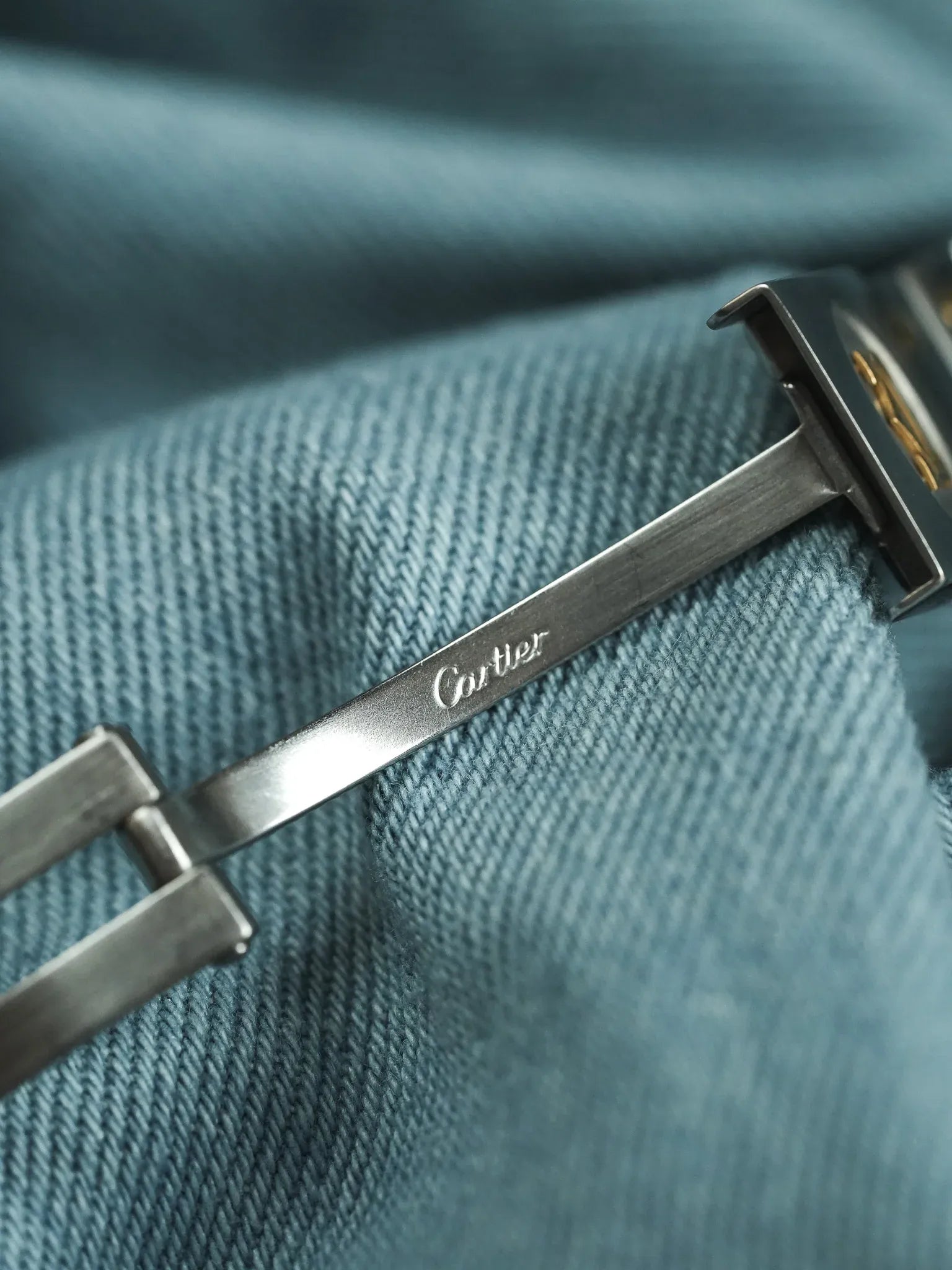 Cartier - Santos منحني 1566 فولاذ ذهب قرص طوبي 29 مم - 1990s