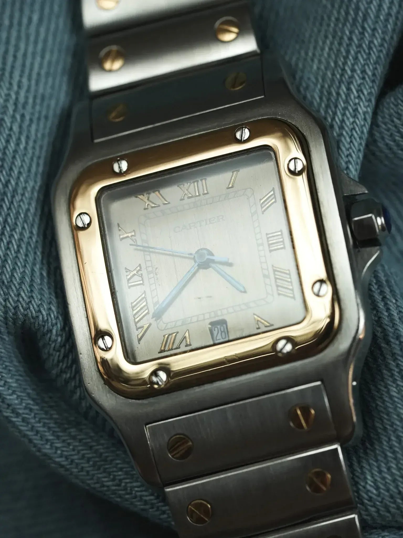 Cartier - Santos Galbée 1566 Acier Or Cadran Taupe 29mm - 1990s - Atelier Victor