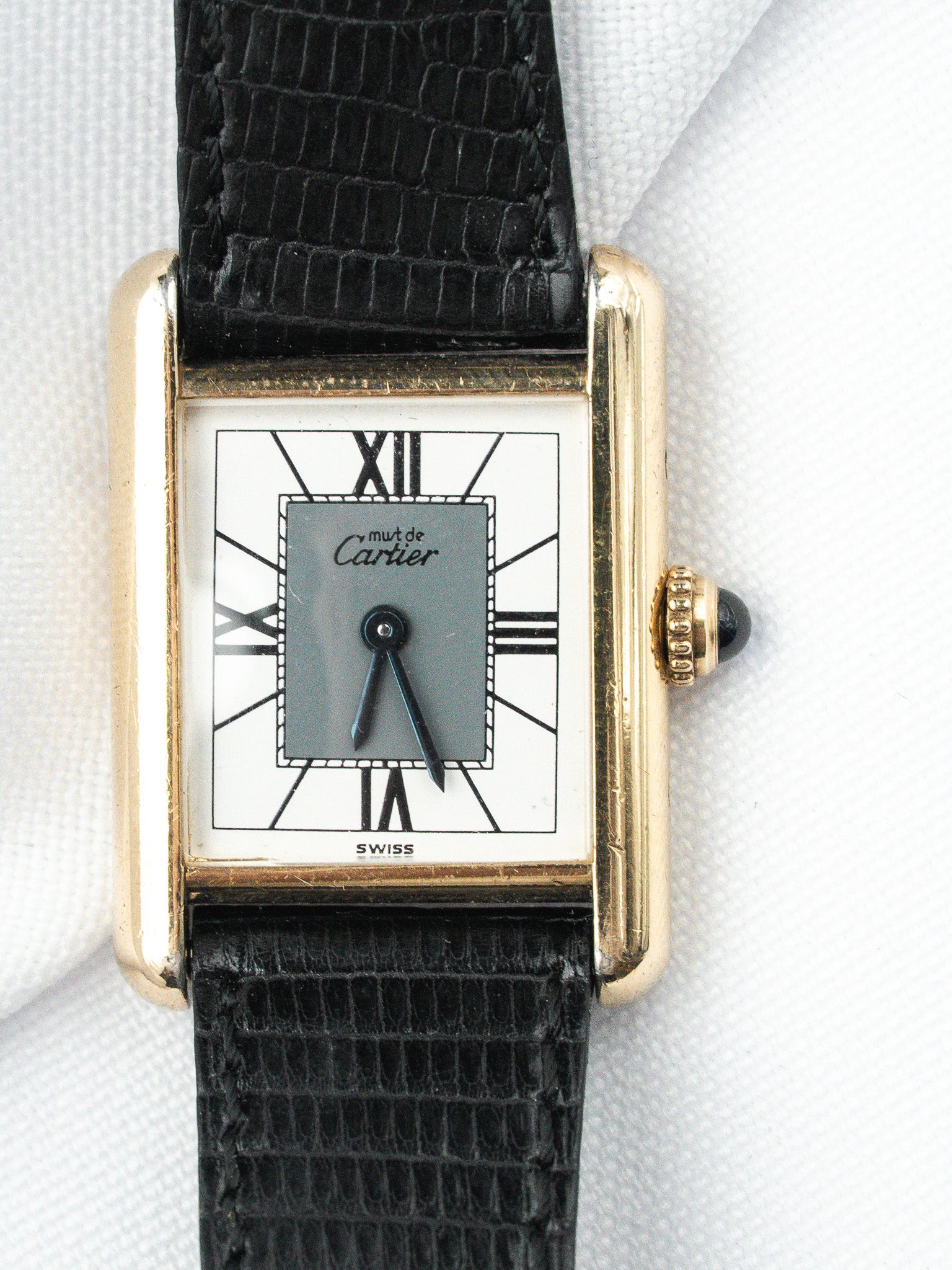 Montre Cartier Must de Cartier Tank SM - Vermeil Cadran Blanc Gris (Vintage 1990) - Atelier Victor