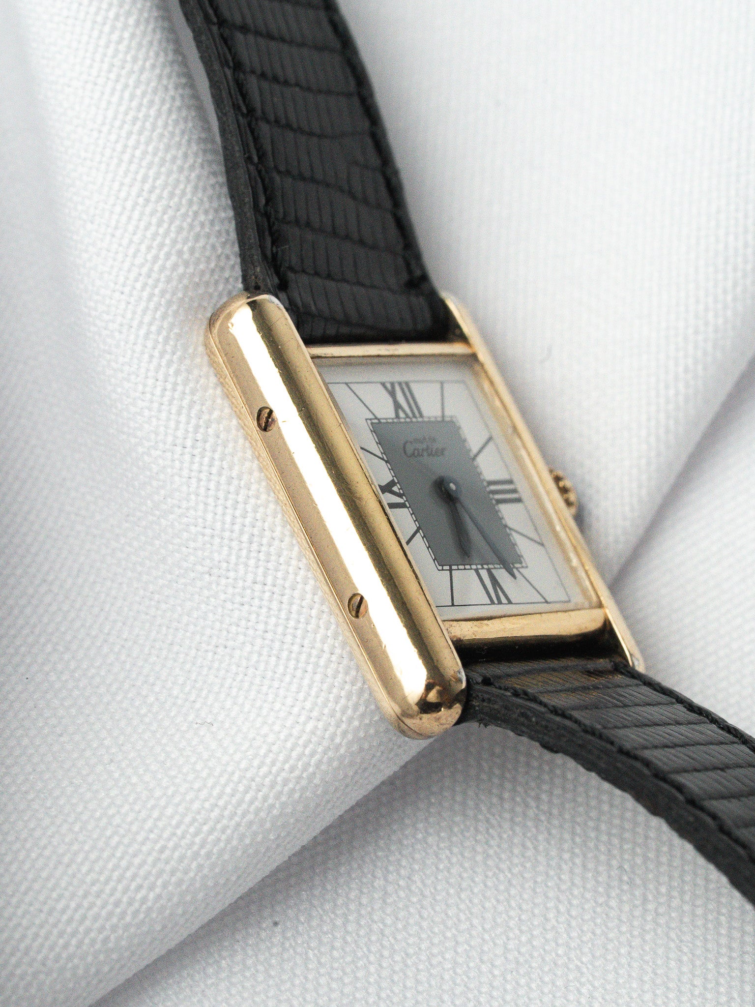 Montre Cartier Must de Cartier Tank SM - Vermeil Cadran Blanc Gris (Vintage 1990) - Atelier Victor