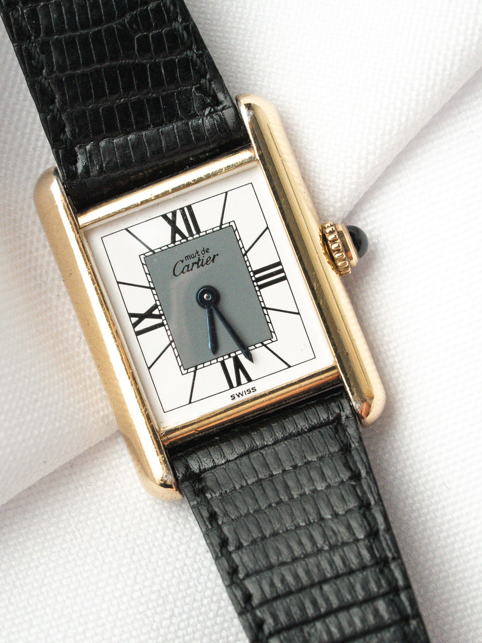 Montre Cartier Must de Cartier Tank SM - Vermeil Cadran Blanc Gris (Vintage 1990) - Atelier Victor